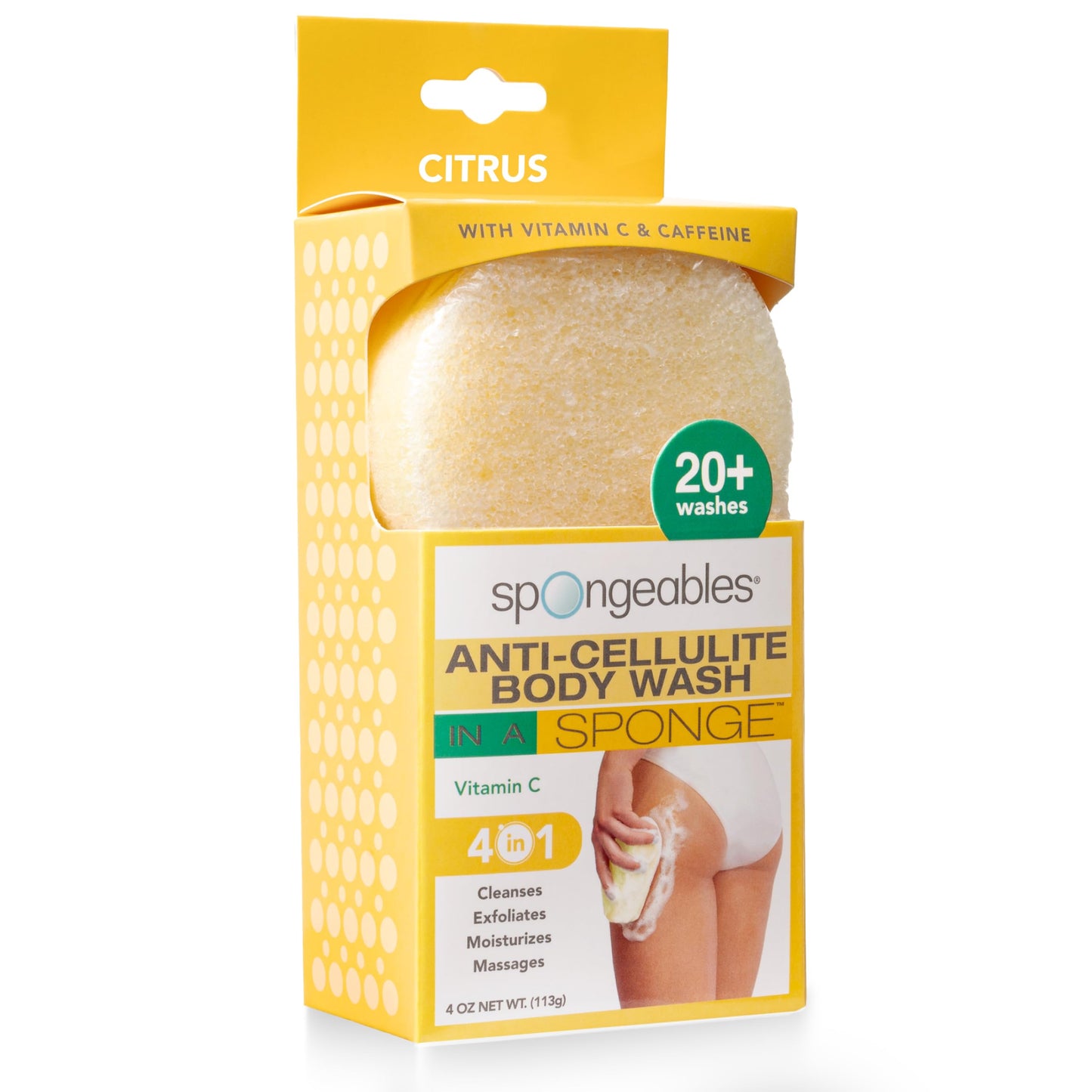 Spongeables Anti Cellulite Body Wash in a 20+ Wash Sponge, Citrus, 1 Count Beauty and Personal Care Spongeables