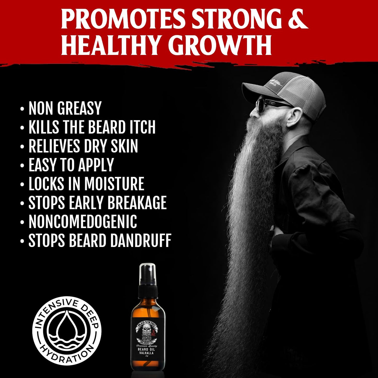 Mad Viking Valhalla Beard Oil - Hydrate, Soften And Grow Your Beard Naturally. Fight Itch And Dandruff With A Smooth Sandalwood & Vanilla Scent, Made Beauty and Personal Care MAD VIKING BEARD CO.