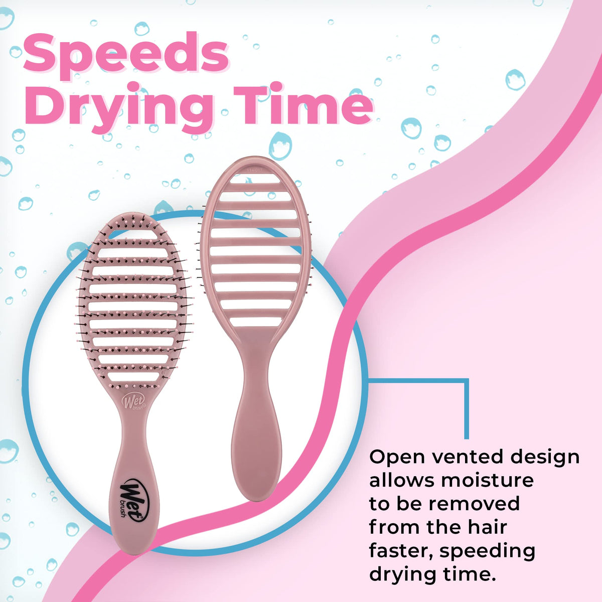 Wet Brush Speed Dry Hair Brush, Dusty Rose - Vented Design and Ultra Soft HeatFlex Bristles Are Blow Dry Safe With Ergonomic Handle Manages Tangle and