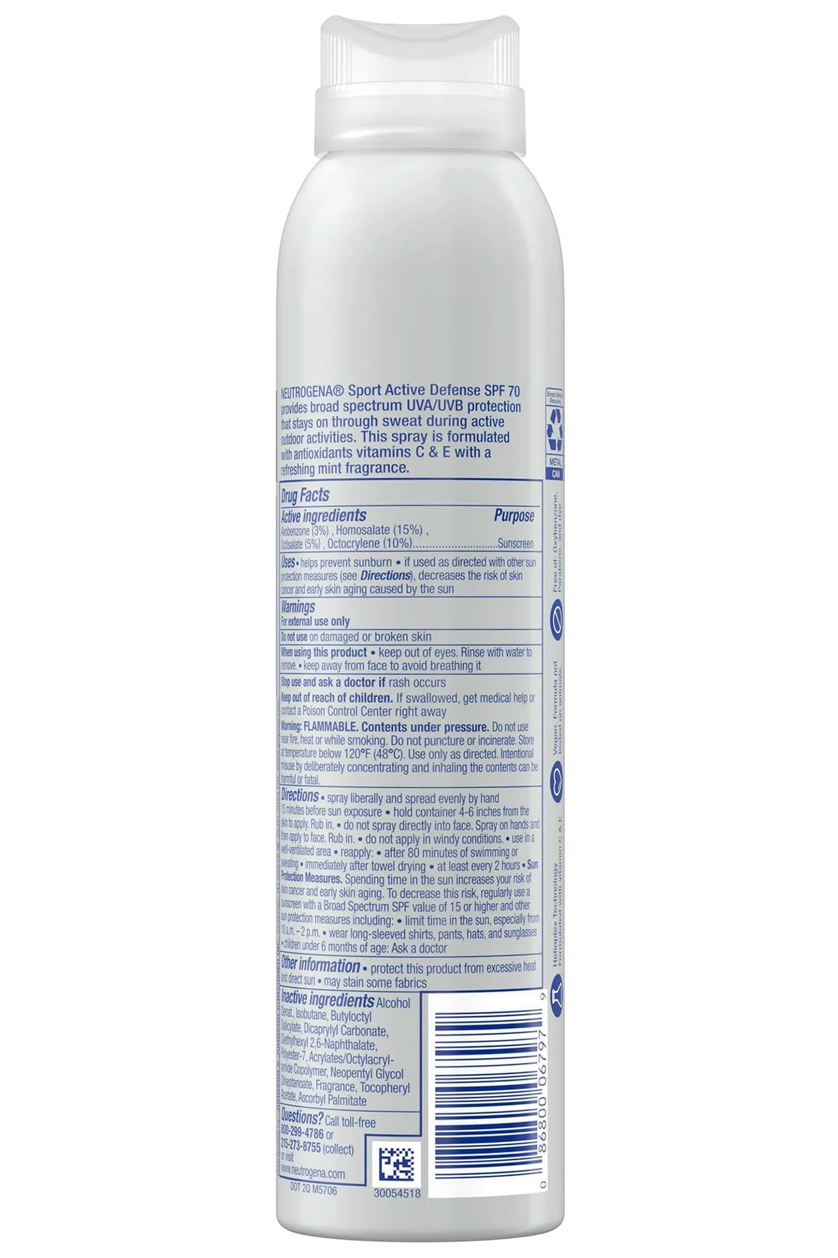 Neutrogena, Sport Body Spray 70 Spf Sunscreen, 5 Ounce Beauty & Personal Care Neutrogena