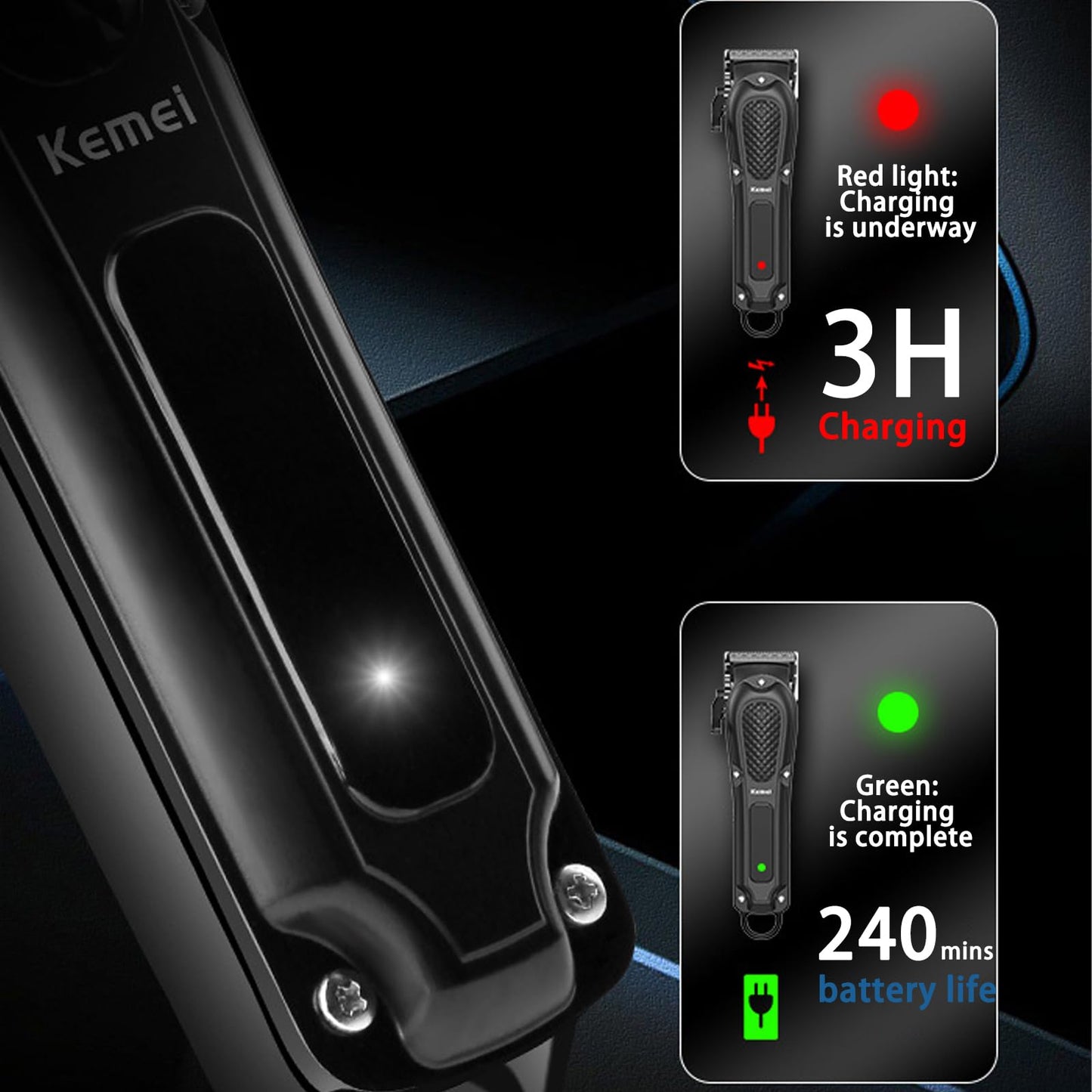 KEMEI Hair Clippers for Men Professional Cordless&Corded Barber Clippers for Hair Cutting & Grooming, Rechargeable Beard Trimmer for Men,KM-1071 Beauty and Personal Care KEMEI
