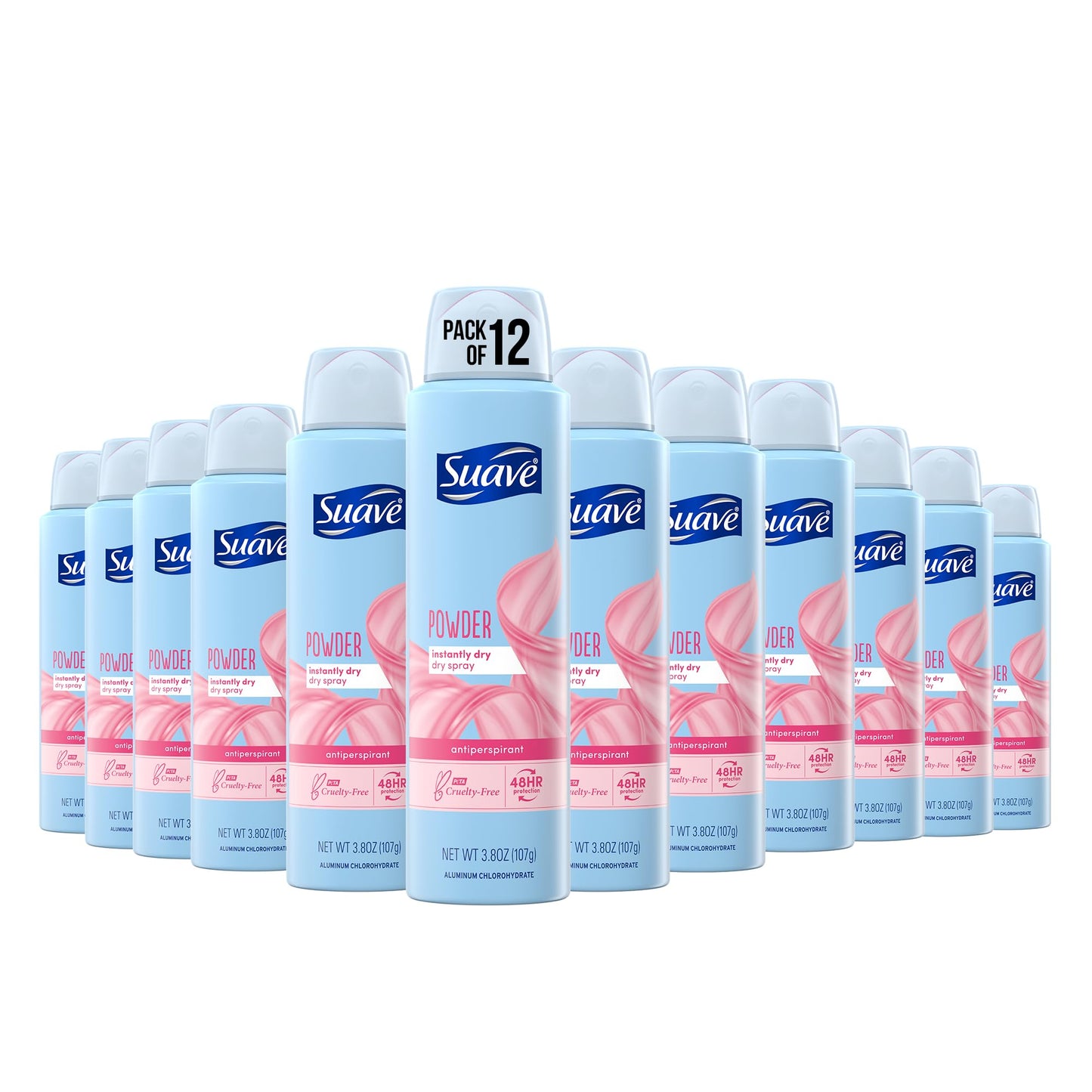 Suave Dry Spray Antiperspirant Deodorant For Quick and Easy Sweat Protection Powder Fresh 48 hour Protection 3.8 OZ, 12 Count Beauty and Personal Care Suave