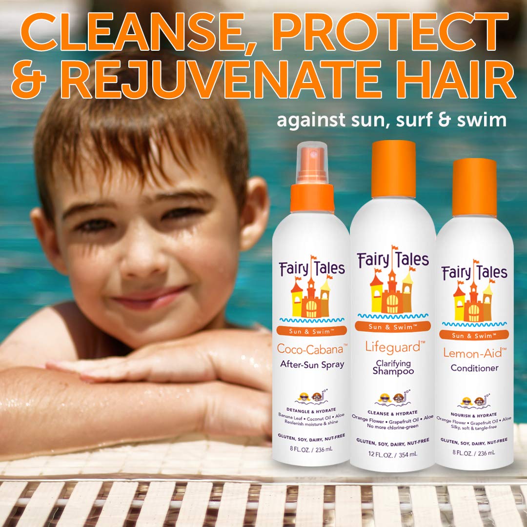 Fairy Tales Sun & Swim Travel Pack for Kids - 3.3oz Shampoo, Conditioner & Leave-In Spray Trio - TSA-Friendly Pool & Beach Vacation Set - Citrus Scent Beauty & Personal Care Fairy Tales