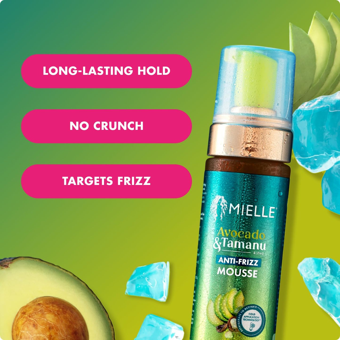 Mielle Organics Avocado & Tamanu Curly Hair Mousse - Anti Frizz Hair Foam for Curly, Wavy, Coily Styles - Medium Hold Styling to Define & Control Beauty & Personal Care Mielle Organics