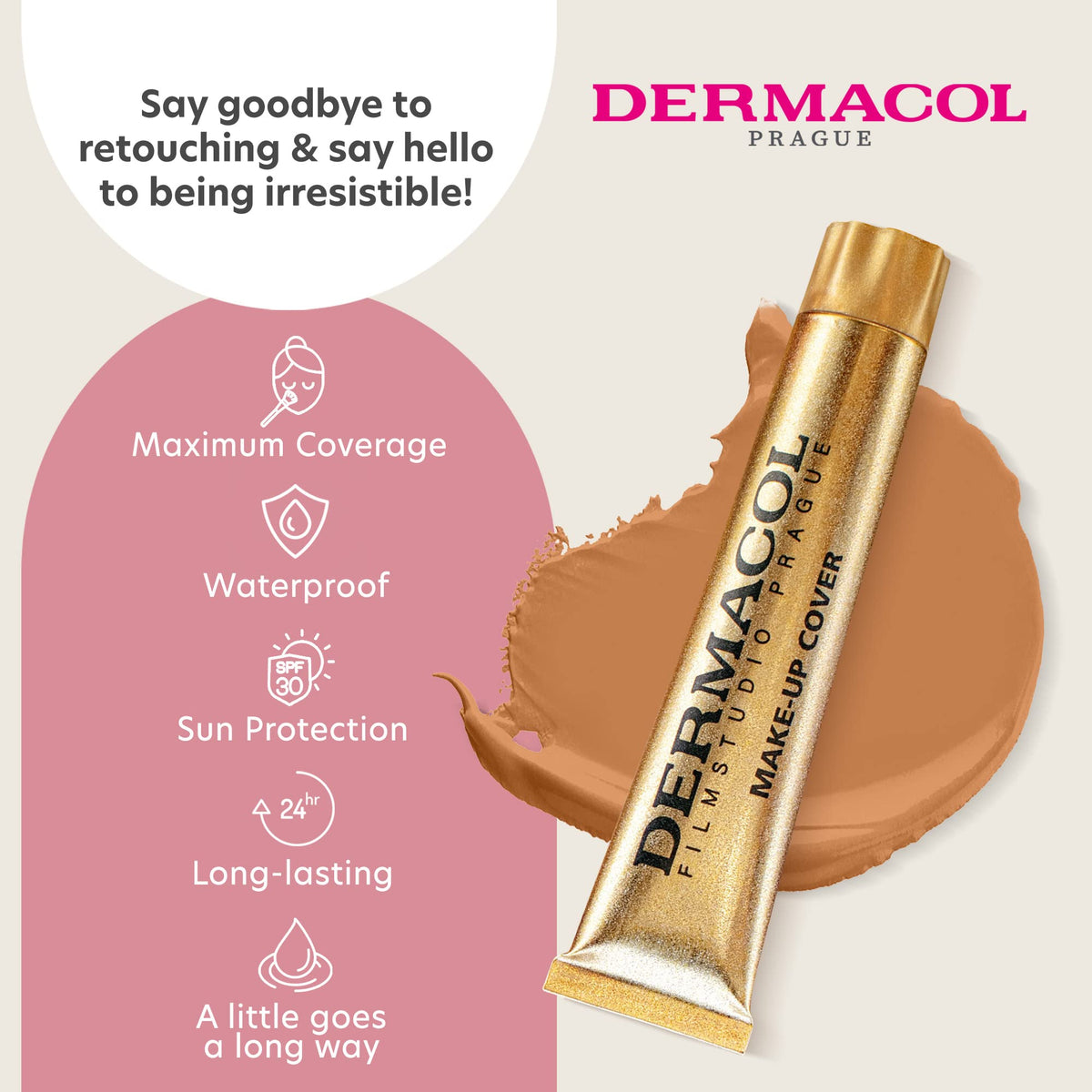 Dermacol - Full Coverage Matte Foundation with SPF 30, Waterproof Foundation for Oily Skin, Acne, & Under Eye Bags, Long-Lasting Makeup, 30g - Shade Beauty & Personal Care Dermacol