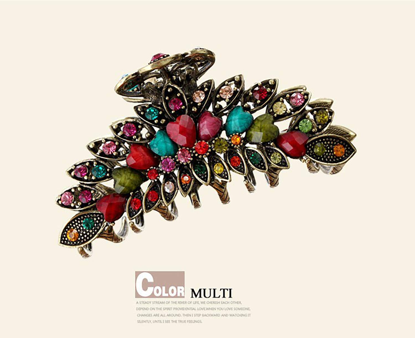 Women Lady Retro Flowers Hair Claw Clip Vintage Alloy Rhinestone Non-Slip Hair Jaw Clips Hairpin Large Hair Updo Grip Bath Accessories for Thick Hair Beauty & Personal Care Fodattm