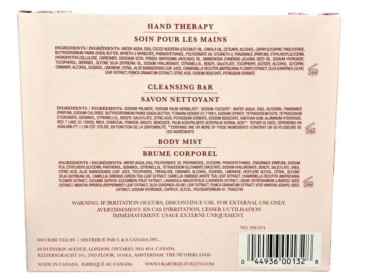 Crabtree & Evelyn EVELYN ROSE Hand Therapy, Bar Soap, Body Mist Gift Set - Full Size Beauty & Personal Care Crabtree & Evelyn