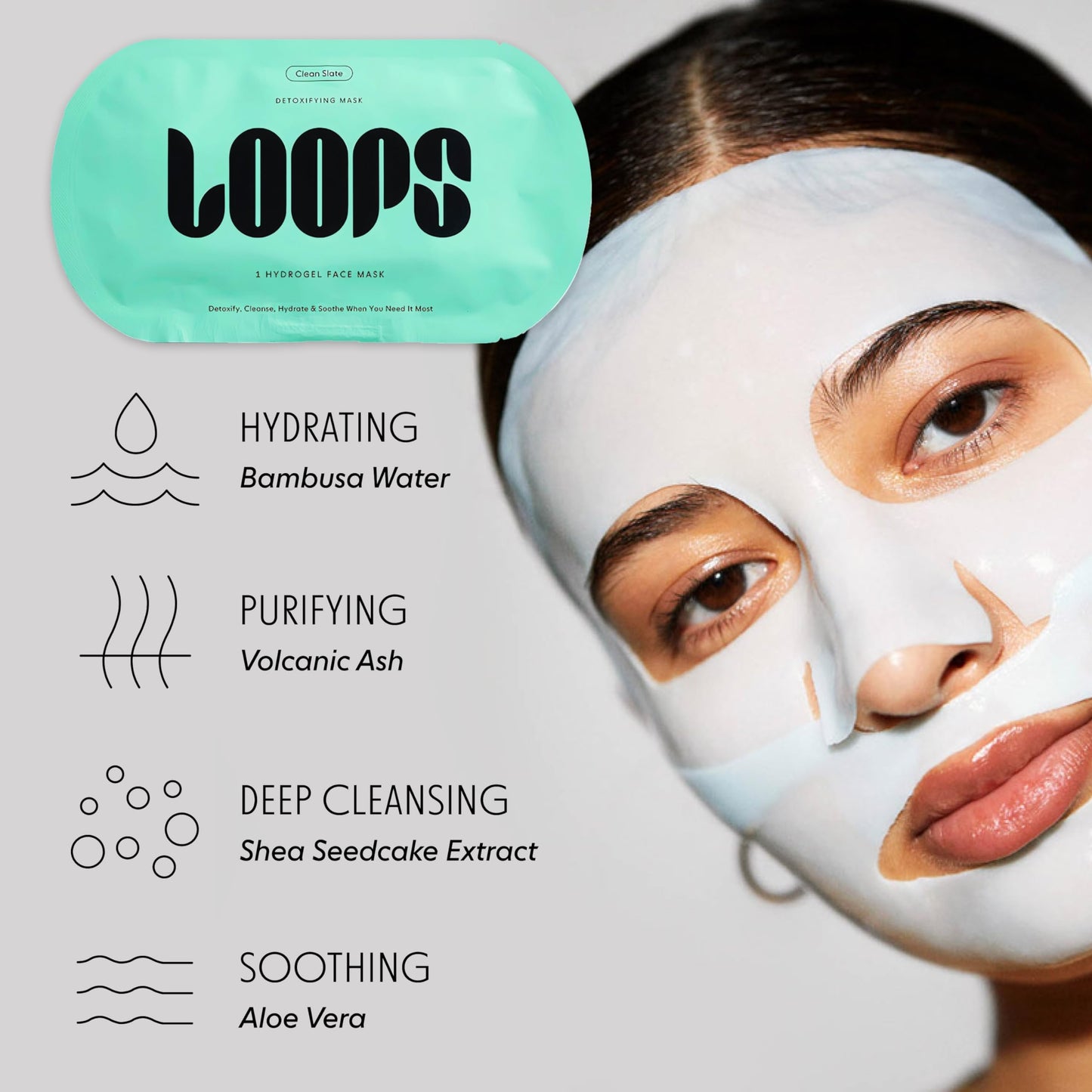 LOOPS CLEAN SLATE - Detoxifying Hydrogel Face Mask - Detoxify, Cleanse & Soothe - Deeply Purifying and Super Hydrating - Minimizes the Look of Pores Beauty & Personal Care LOOPS