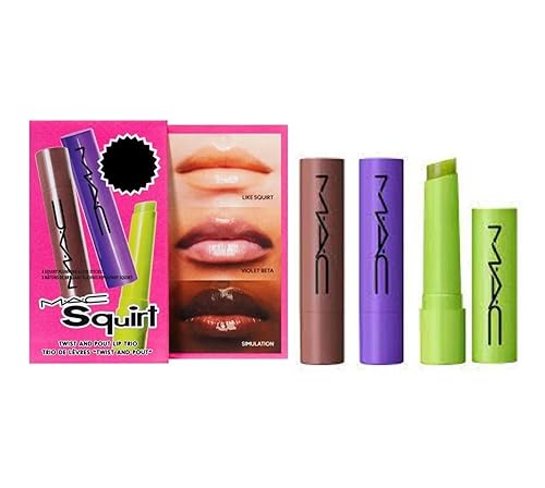 MAC Cosmetics M.A.C Squirt Twist and Pout Lip Trio - Like Squirt - Violet Beta - Simulation - Full Size Beauty & Personal Care MAC