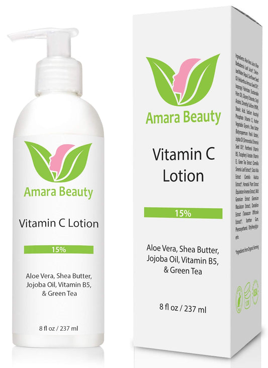 Amara Beauty Vitamin C Face & Body Lotion 15% - with Shea Butter & Jojoba Oil - 8 oz Beauty & Personal Care Amara Beauty