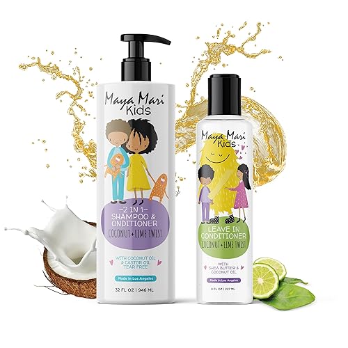 MAYA MARI Curly Hair Kids Ultimate Curls Set includes 2 in 1 Shampoo and Conditioner, and Leave In Conditioner - Coconut Scent Beauty & Personal Care MAYA MARI