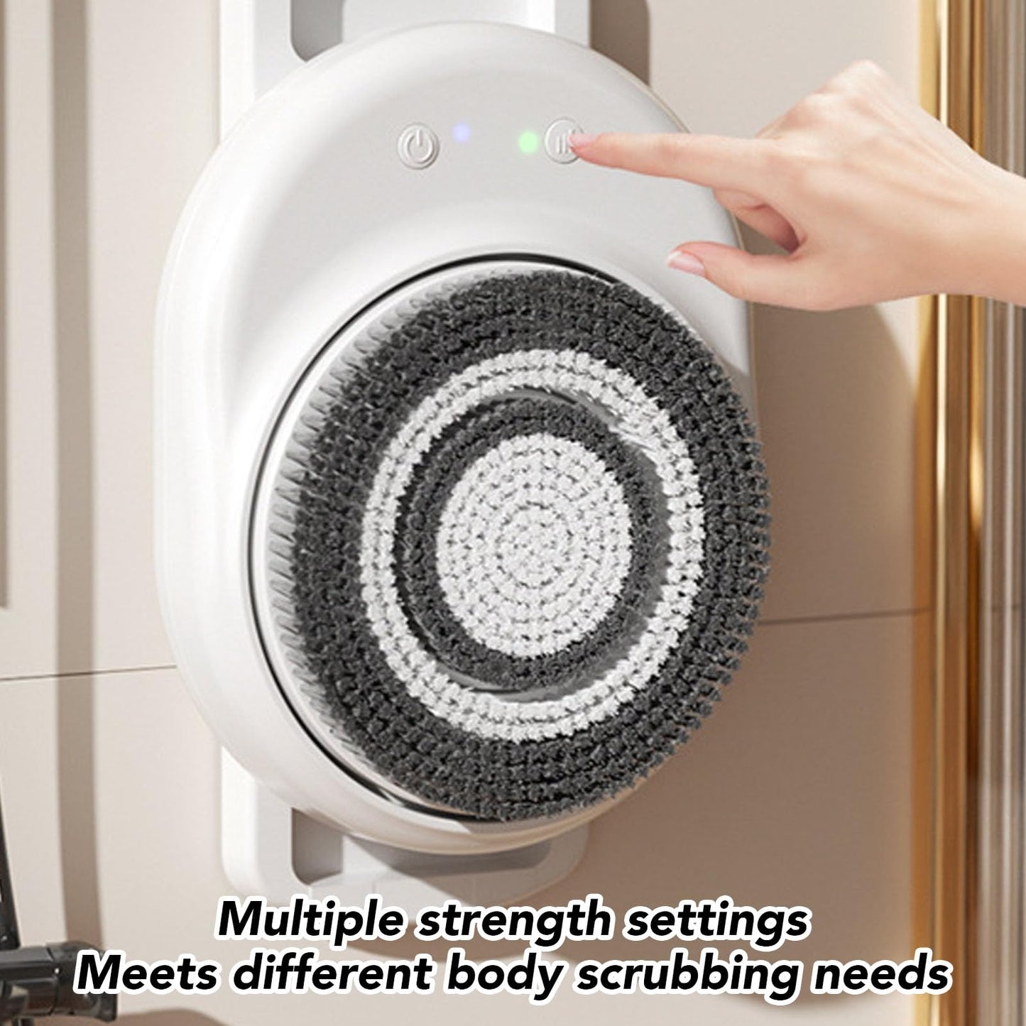 BRRNOO Wall Mounted Body Brush, Electric Shower Brush with Sliding Rail and 3 Rotating Heads, Adjustable Height up to 25.19 Inches, 3 Speed Settings Beauty and Personal Care Brrnoo