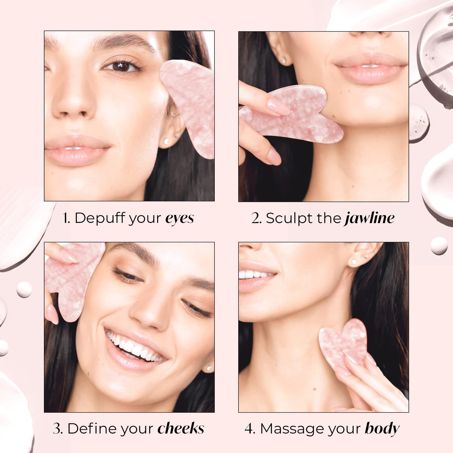 PLANTIFIQUE Rose Quartz Gua Sha Tool - Anti-Aging Face Massager & Jawline Shaper for Skincare Routine - Facial Massage & Skin Care Gift Beauty and Personal Care PLANTIFIQUE