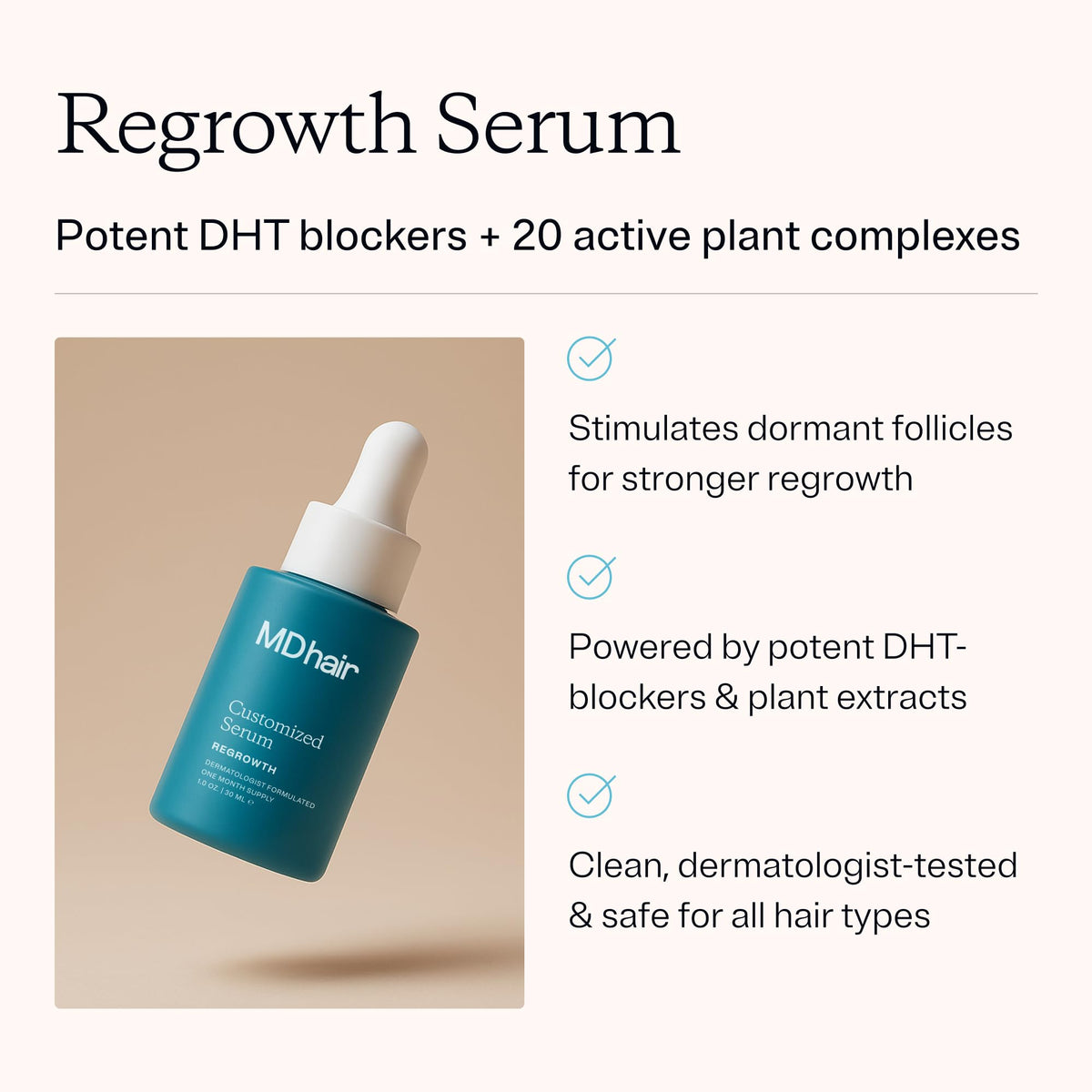 MDhair Regrowth Serum - Hair Growth Serum for Thinning Hair, Women & Men