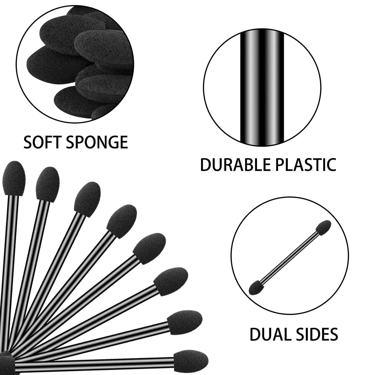 Ponpon 100Pcs Eyeshadow Applicators Dual Sides Eye Sponge Applicators Disposable Eyeshadow Brush for Girls Lady Women Makeup Beauty & Personal Care Ponpon