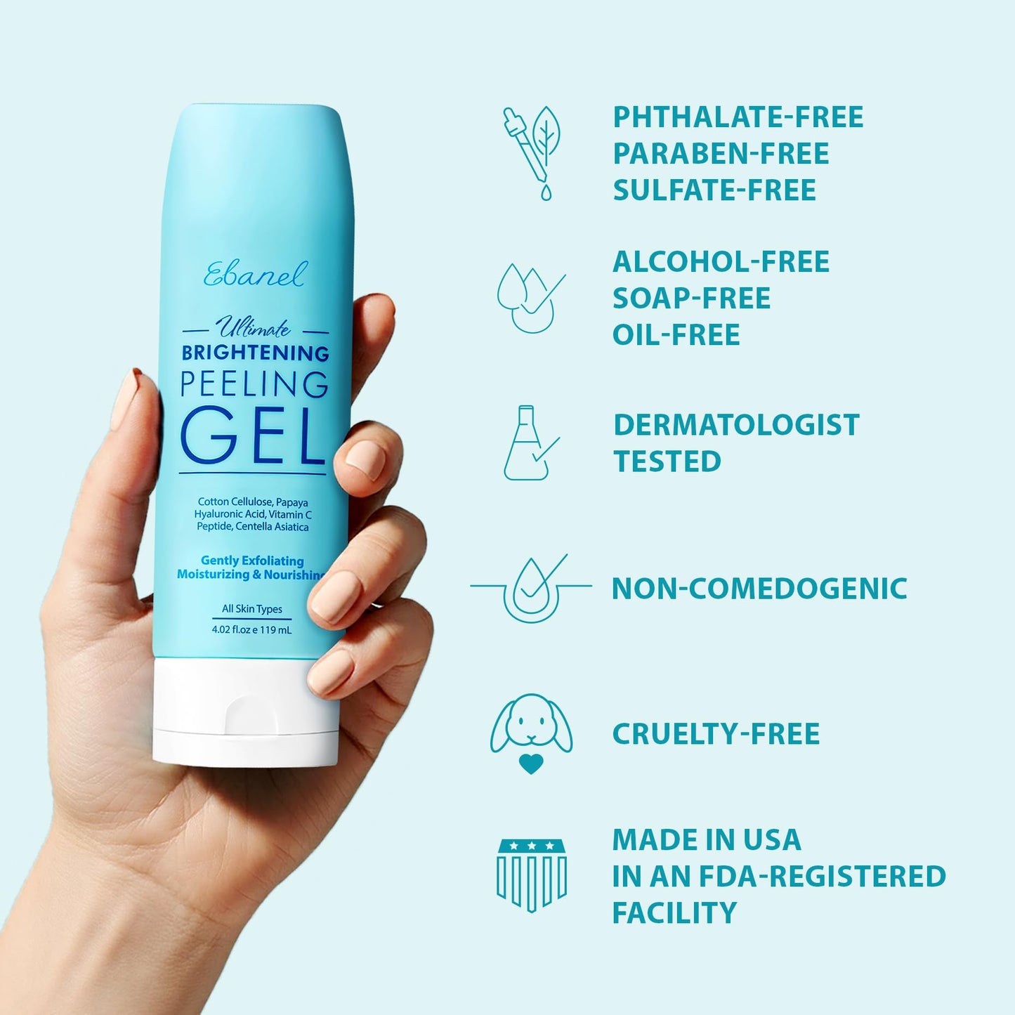 Ebanel Exfoliating Face Scrub Peeling Gel – Brightening & Moisturizing Facial Cleanser with Centella, Hyaluronic Acid, Vitamin C & E Beauty & Personal Care Ebanel