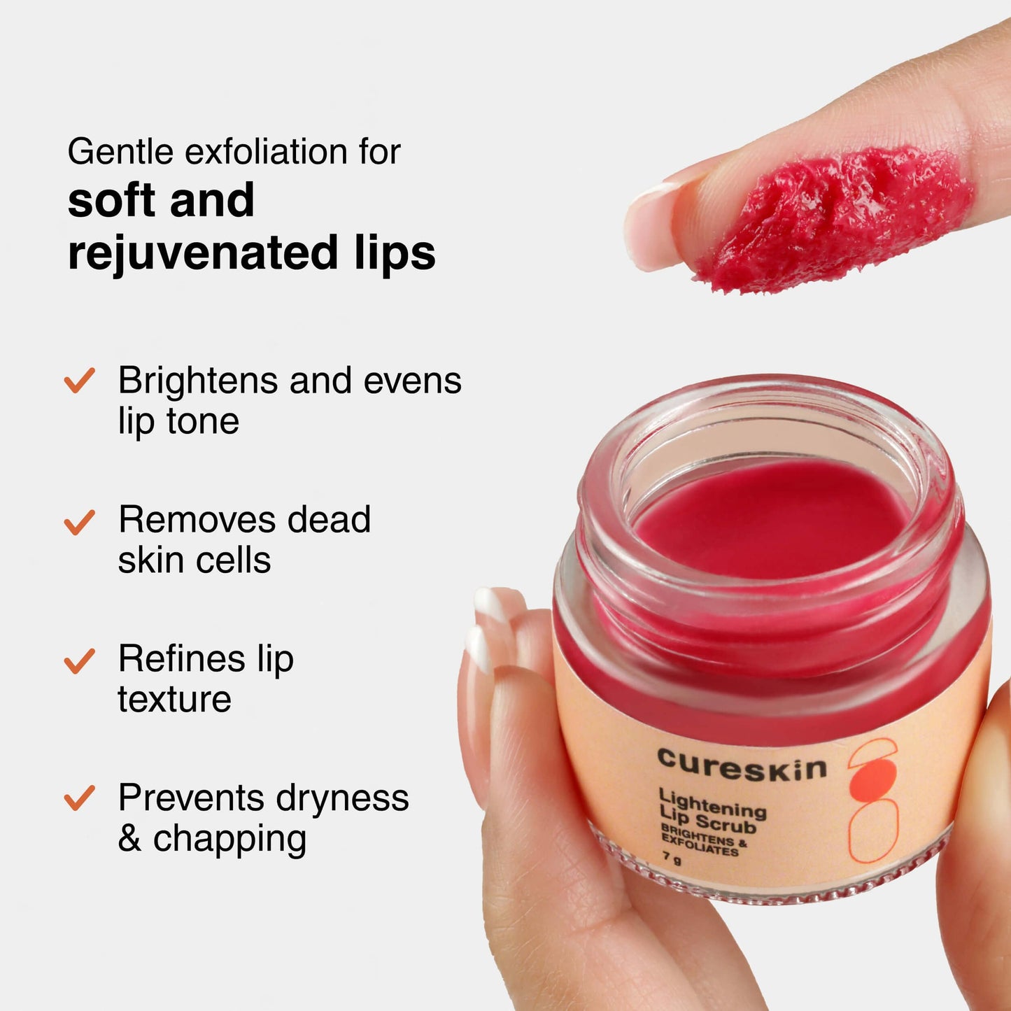 Cureskin Lightening Lip Scrub for Men and Women - Exfoliate & Brighten with Walnut Shell Powder, Beetroot & Squalane - Lip Scrub for Dark Lips Beauty and Personal Care Cureskin