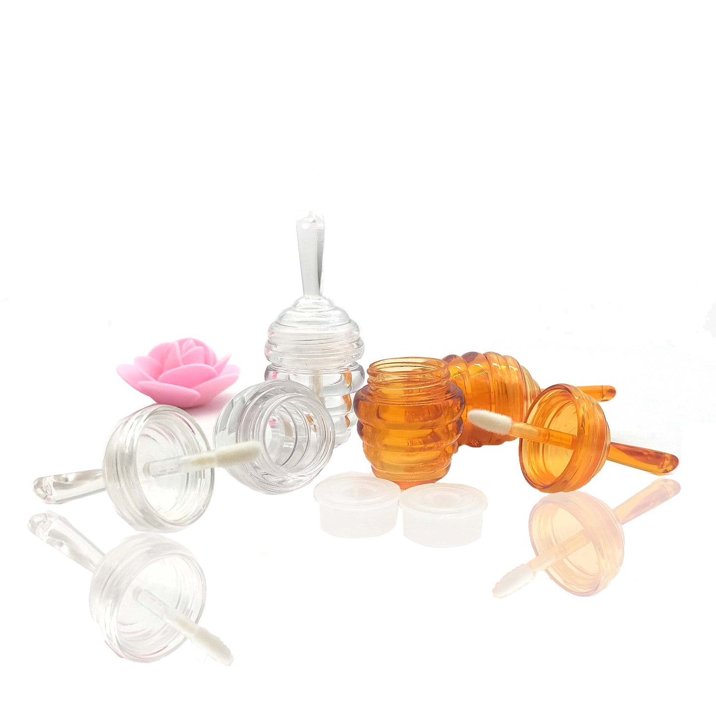 25 Pieces Honey comb Shaped 6ml Lip Gloss Tube Empty Plastic Lip Gloss Container Mini Clear Refillable Lip Balm Bottle Container with 2 Pieces Plastic Beauty & Personal Care COSIDEA