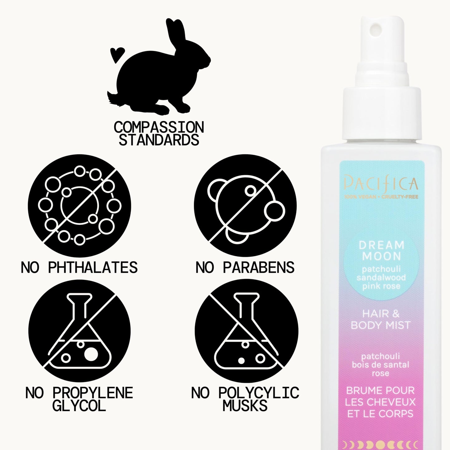 Pacifica Hair Perfume & Body Fragrance Spray Mist - Dream Moon with Vanilla, Almond & Spices - Alcohol-Free, Vegan & Cruelty-Free, 6.5 oz Beauty & Personal Care Pacifica