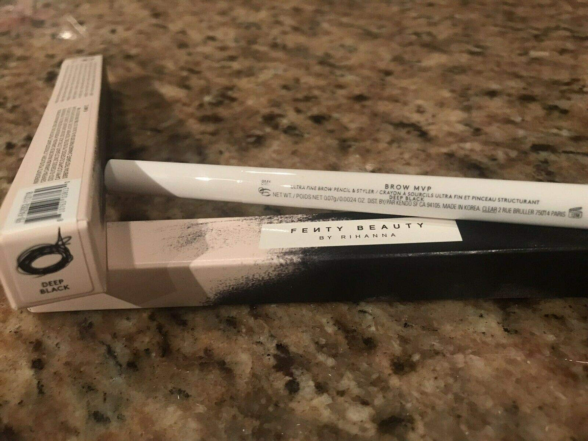 Brow MVP Ultra Fine Brow Pencil and Styler - Deep Black by Fenty Beauty for Women - 0.002 oz Eyebrow Pencil