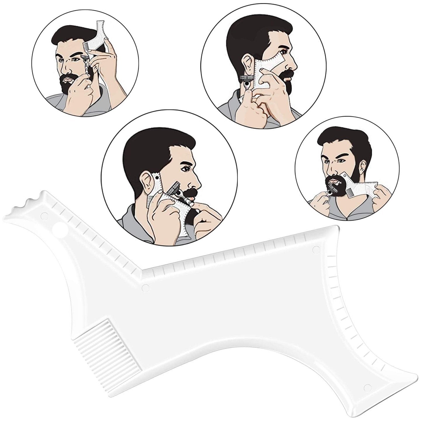 Beard Shaping Tool Trimmers for Men, Kucheed Beard Shaper with Inbuilt Comb Cool Care Black Transparent, Beard & Mustache Trimmers Cut Buddy Beard Beauty and Personal Care Kucheed