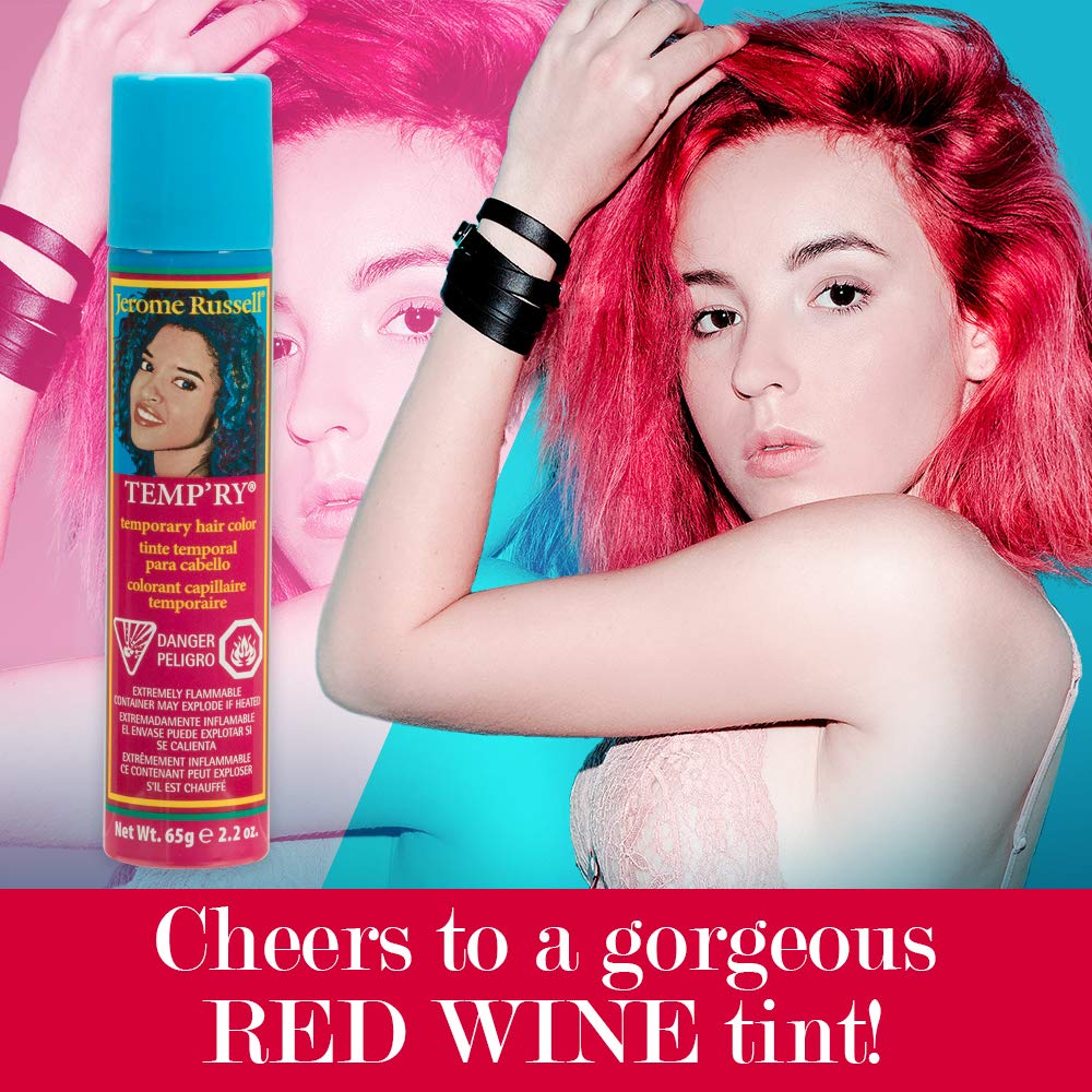 Jerome Russell Spray-On Temporary Vivid Hair Color - Red Wine Intense, Fast-Drying, Non-Sticky, Travel Size Hair Dye, 2.2 oz Beauty & Personal Care Jerome Russell