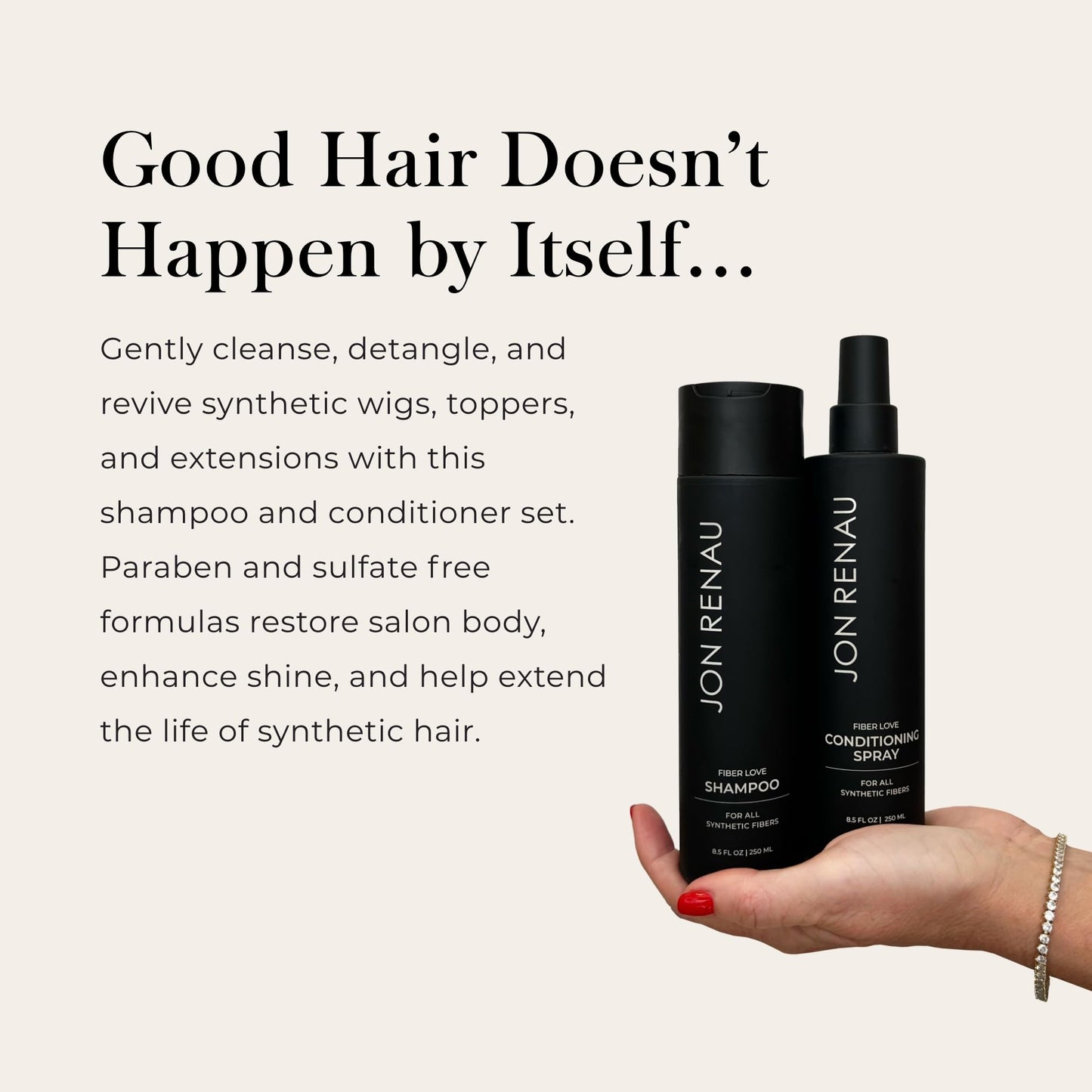 Jon Renau Fiber Love Wig Care Bundle, Synthetic Wig Shampoo and Leave In Conditioning Spray, Sulfate and Paraben Free Wash and Detangling System Beauty & Personal Care Jon Renau