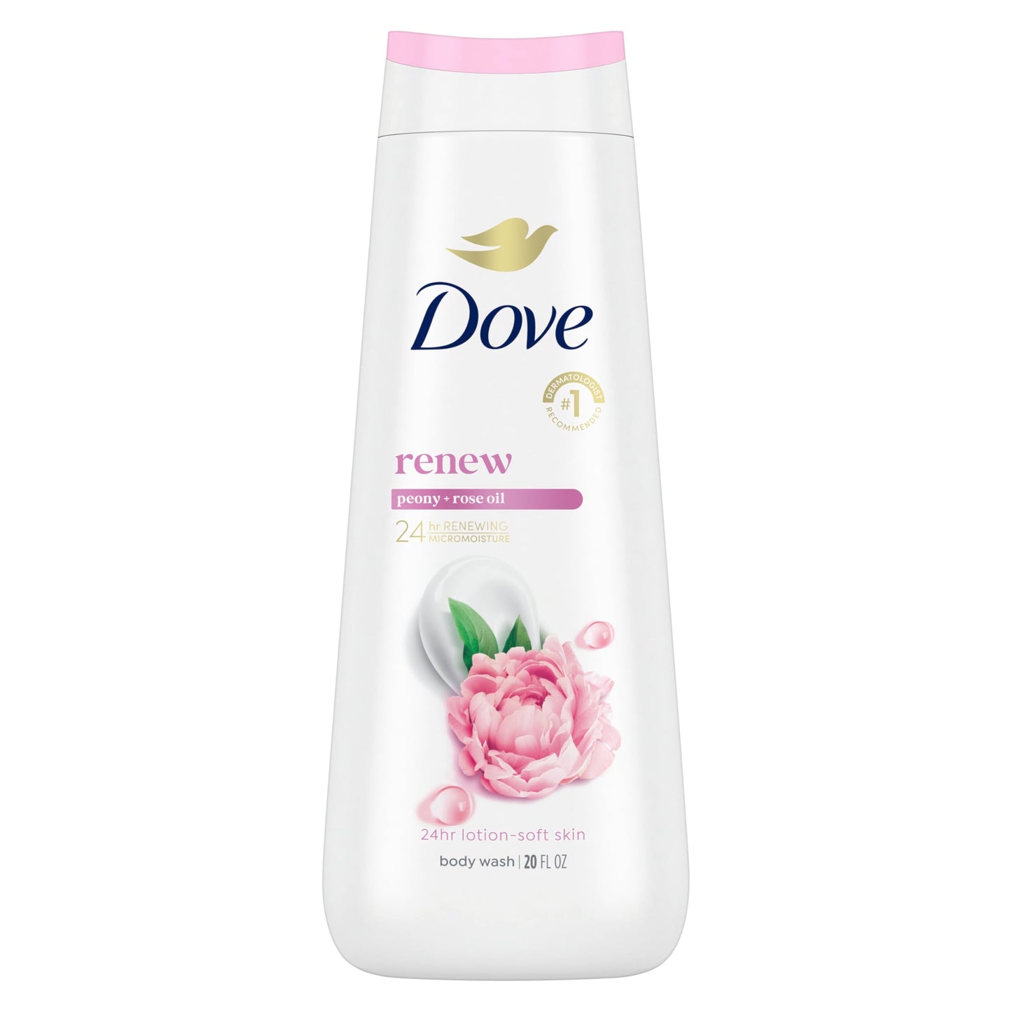 Dove Body Wash Renew Peony & Rose Oil For 24hr Lotion-Soft Skin Moisturizing Skin Cleanser with No Sulfates No Parabens 20 oz Beauty & Personal Care Dove
