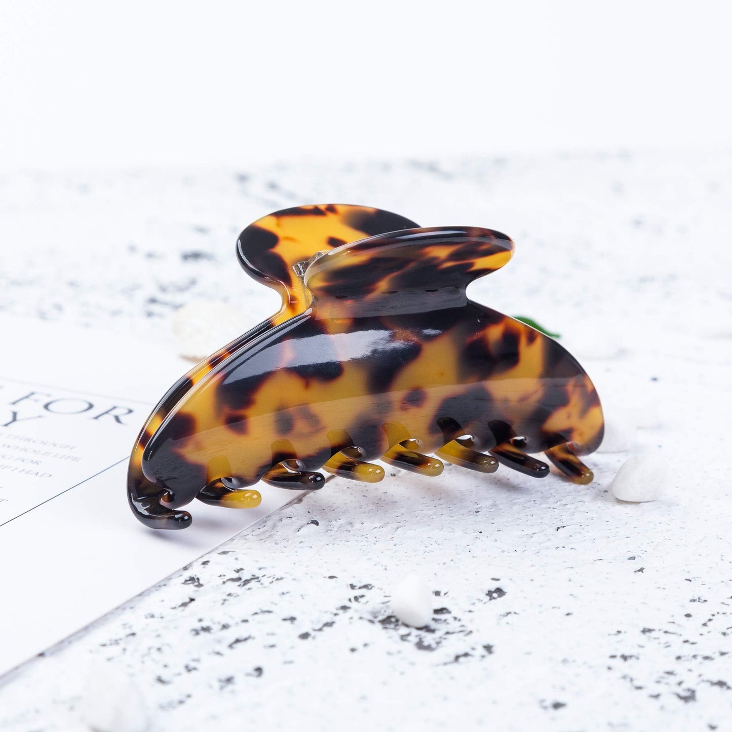 Prettyou Large Size 3.5 Inches Handmade Celluloid French Design Barrettes Tortoise Shell Claw Fashion Accessories Hair Clip for Women (A) Beauty & Personal Care Prettyou