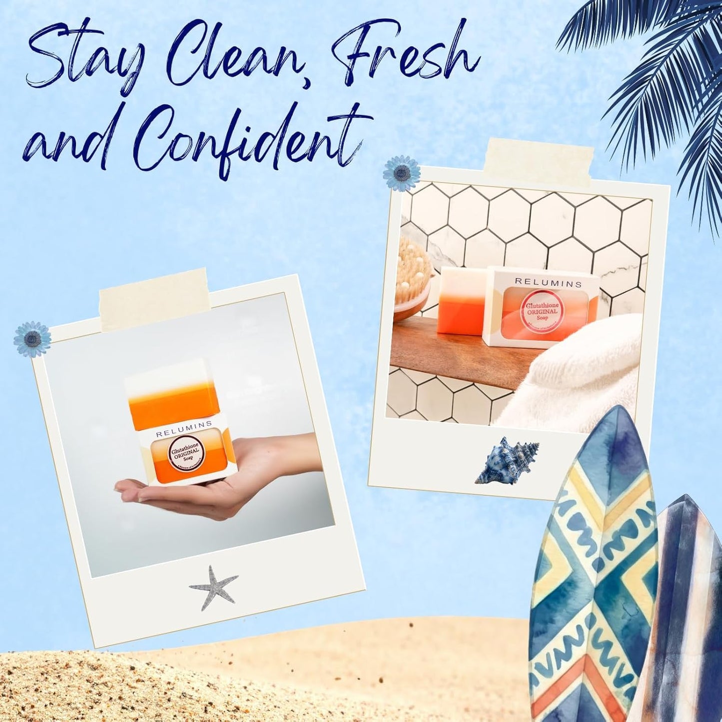 Relumins Glutathione + Kojic Acid Soap Bars Whitening and Darkspot Corrector - Deep Cleansing & Hydrating Soap for Refreshed Skin Perfect - Gentle Beauty & Personal Care Relumins