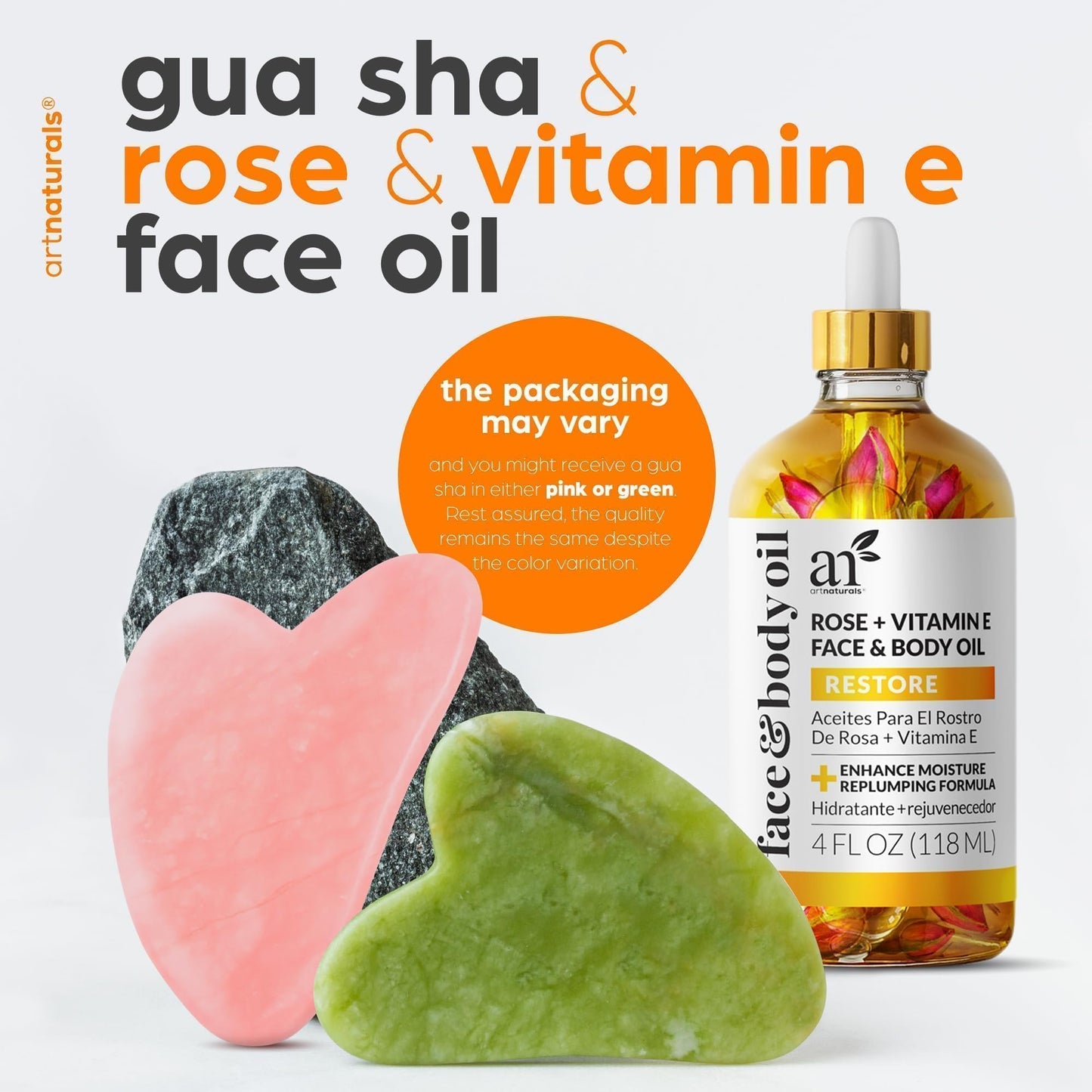 ArtNaturals Face & Body Vitamin E Bio Oil 4.0oz + Gua Sha Facial Tools Set - Organic Moisturizer Skincare for Scars, Stretch Mark, Cellulite & Nails Beauty & Personal Care Artnaturals