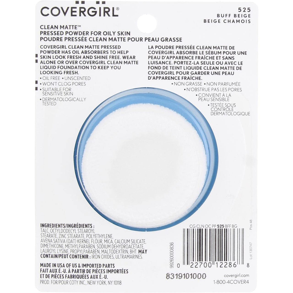 CoverGirl Oil Control Compact Pressed Powder, Buff Beige [525], 0.35 oz (Pack of 4) Beauty & Personal Care COVERGIRL
