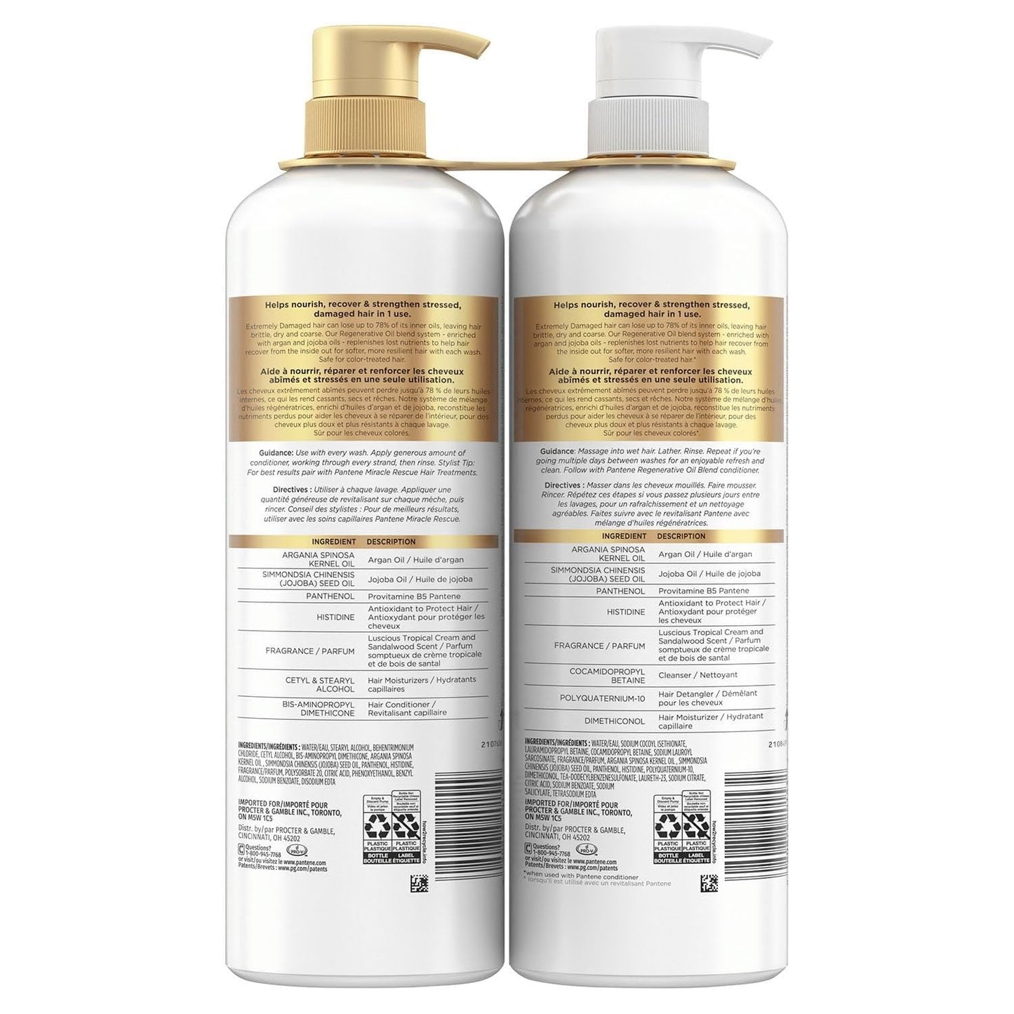 Pantene Pro-V Miracles Extreme Damage Care Shampoo & Conditioner, 30 Fl Oz, 2 Ct Beauty & Personal Care Pantene