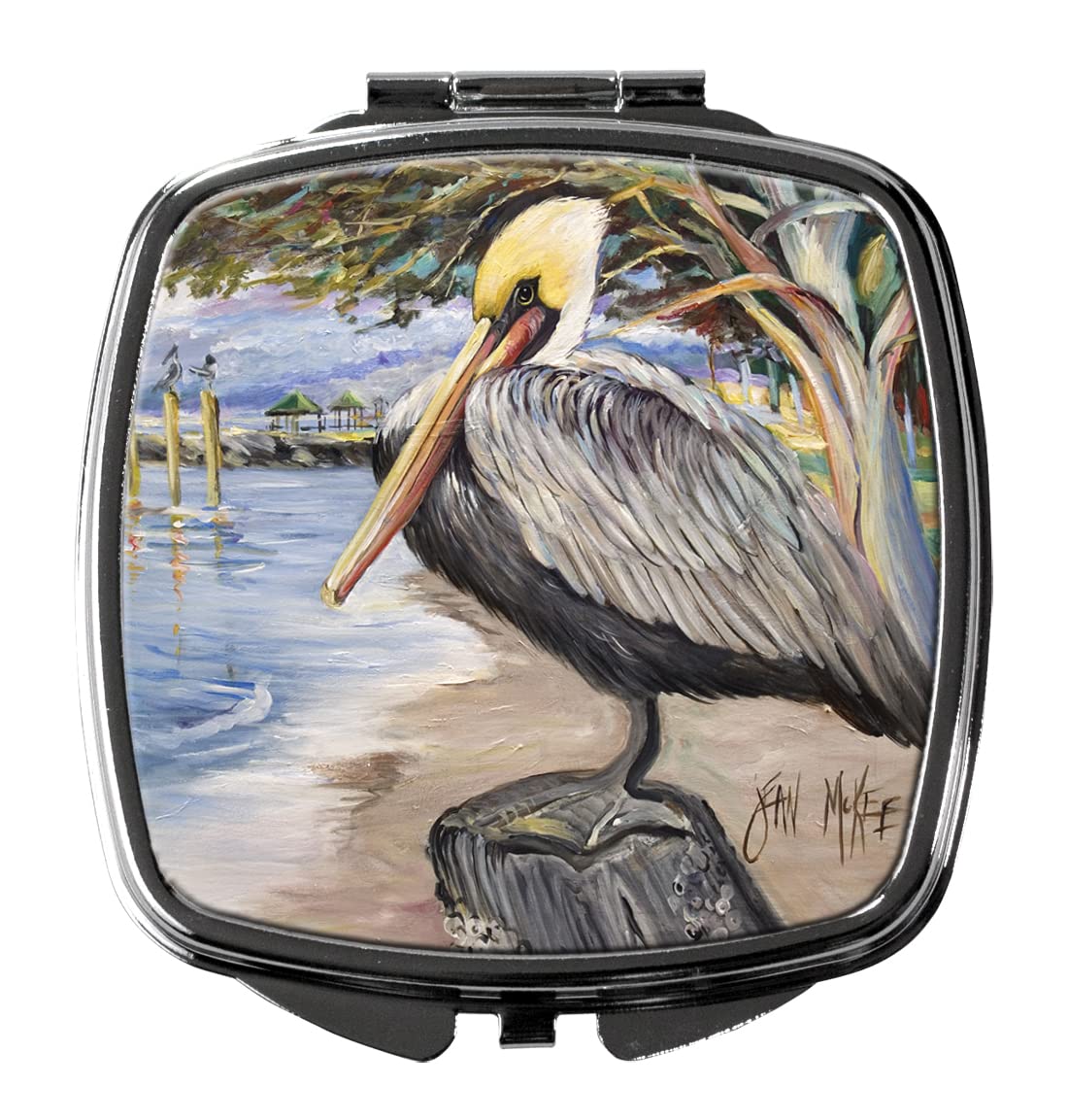 Caroline's Treasures JMK1218SCM Pelican Bay Compact Mirror Decorative Travel Makeup Mirror for Women Girls Gifts Pocket Makeup Mirror Folding Handheld Beauty & Personal Care Caroline's Treasures