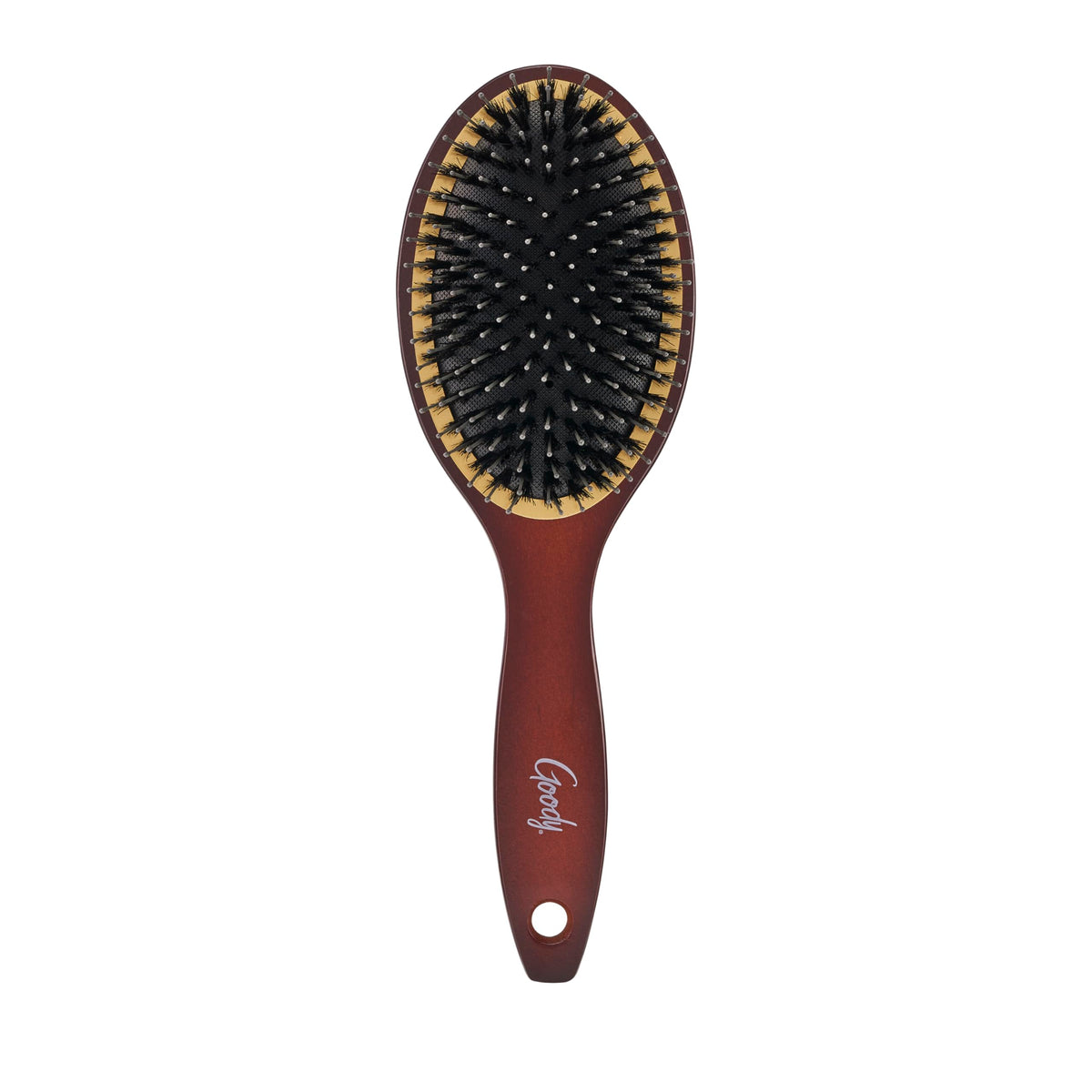 Goody Ceramic Hair Brush, Oval Cushion - Natural Boar and Nylon Bristle Mix to Enhance Shine & Smooth Hair, Fights Frizz and Static - Premium Wood Beauty & Personal Care GOODY