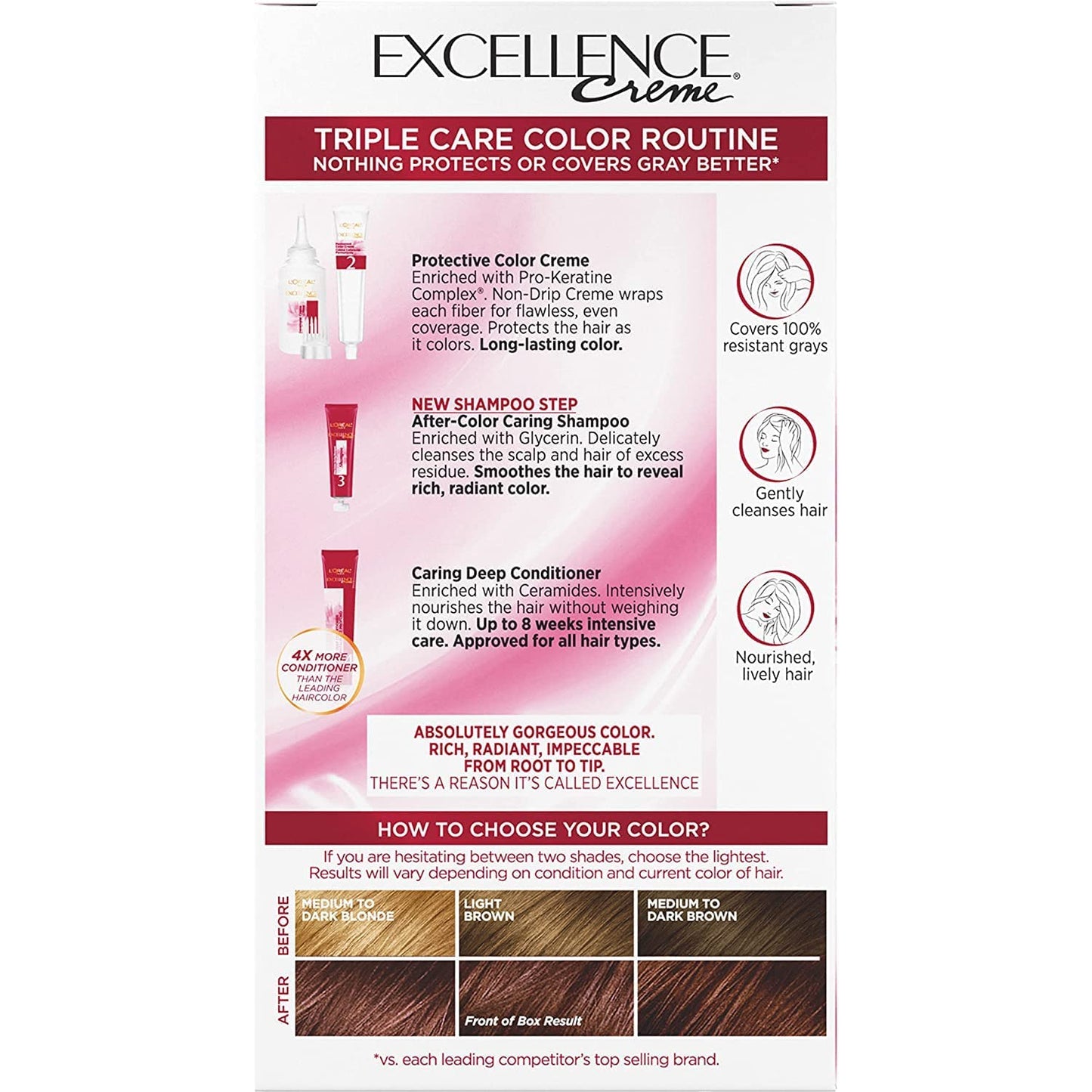 L’Oreal ParisExcellence Creme Triple Protection Hair Color, Light Reddish Brown (Warmer) [6RB] 1 Each (Pack of 3) Beauty & Personal Care L'Oreal Paris