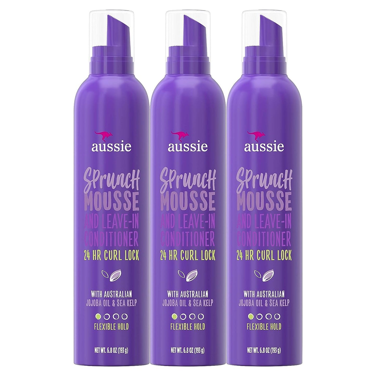 Aussie Sprunch Mousse 24 Hour Curl Lock, Flexible Hold 6.80 oz (Pack of 3) Beauty & Personal Care Aussie