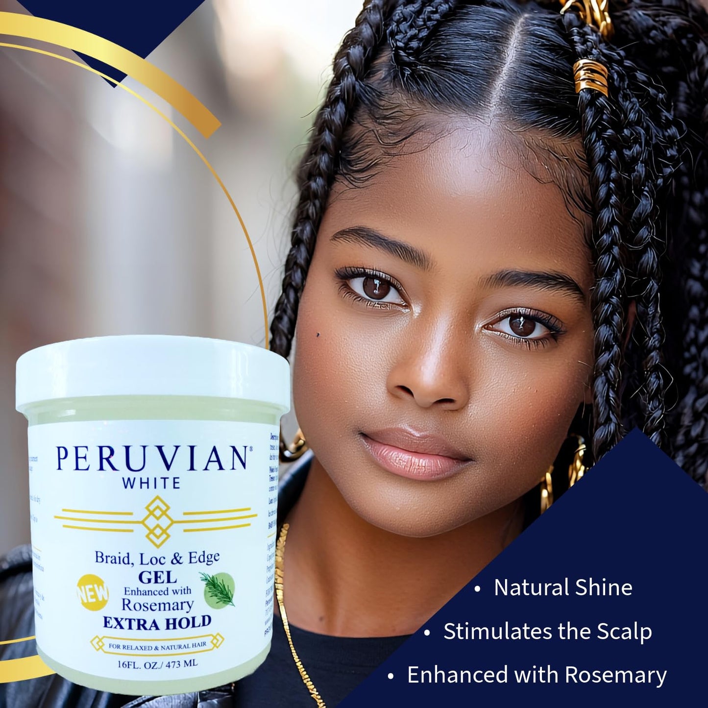 Peruvian white Braid, Loc, and Edge Gel EXTRA HOLD for Relaxed & Natural Hair, 16 oz. (Rosemary) Beauty & Personal Care Peruvian white