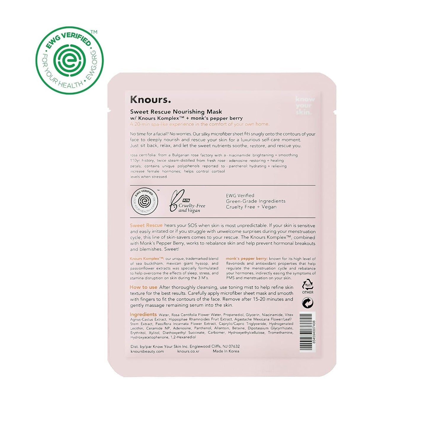 Knours. Nourishing & Hydrating Mask, Rose Water Toning Rejuvenating Facial Nourishing Clean Beauty (5 Count) Beauty & Personal Care Knours.