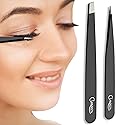 Tweezers for Eyebrows Eyelash Extension Clanriza Stainless Steel Tip Slant,Set for Ingrown Hair - Premium Quality Eyebrow and Facial Hair Removal Beauty & Personal Care CLANRIZA