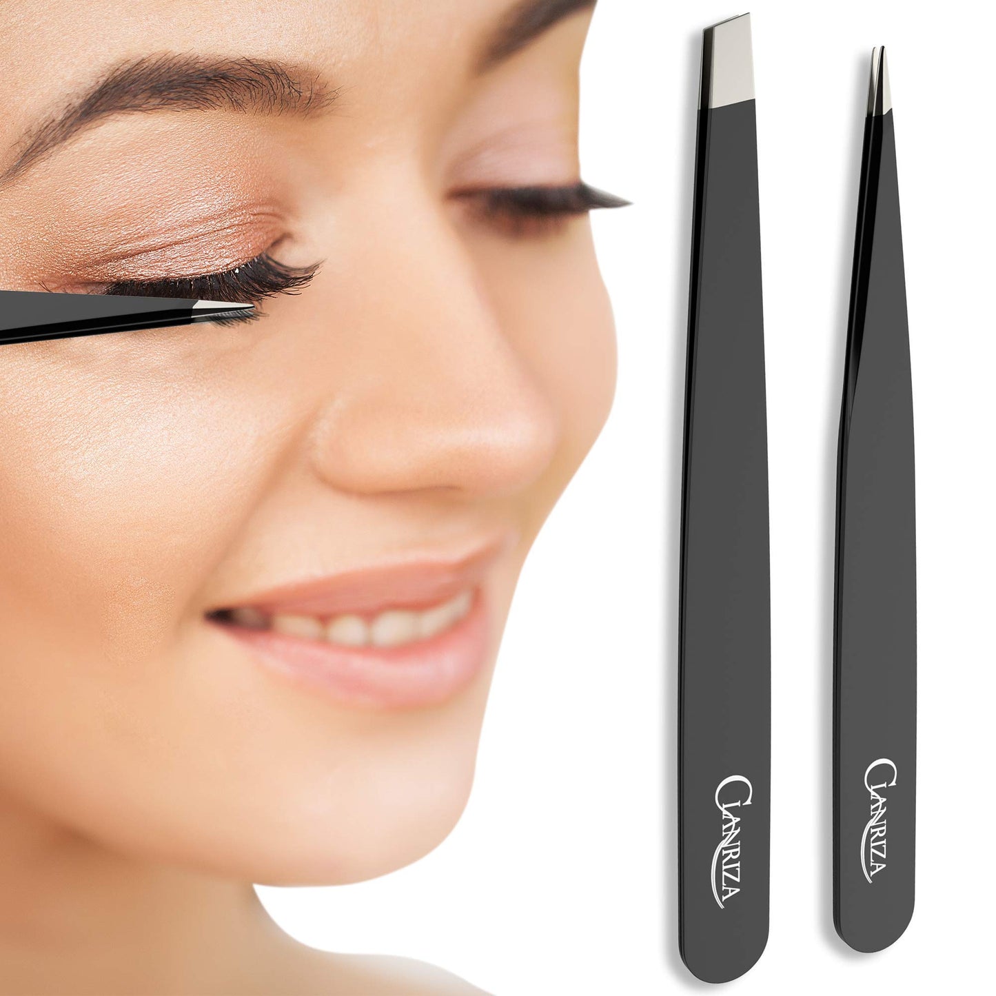 Tweezers for Eyebrows Eyelash Extension Clanriza Stainless Steel Tip Slant,Set for Ingrown Hair - Premium Quality Eyebrow and Facial Hair Removal Beauty & Personal Care CLANRIZA