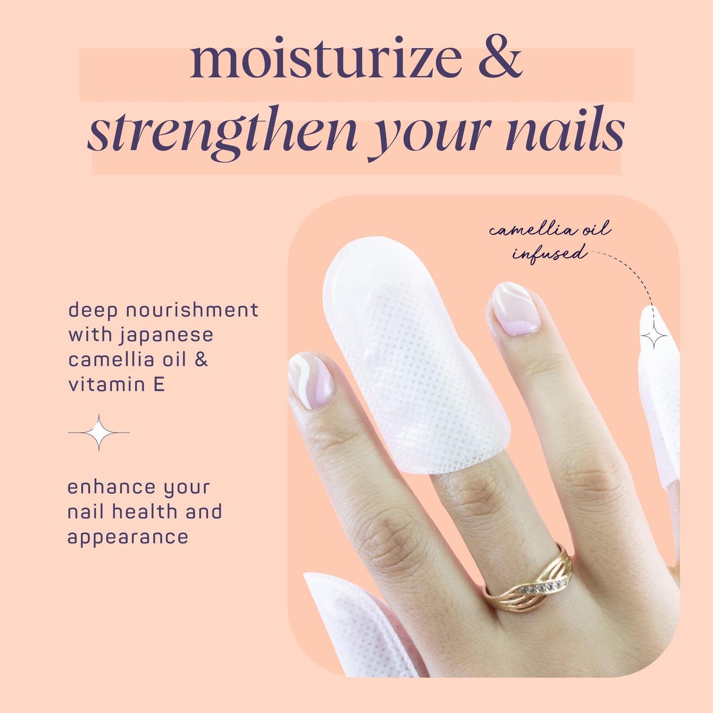 SpaLife Japanese Camellia Oil & Vitamin E Nail Cuticle Wrap 6-Pack (60 Count) - Moisturizing Nail Masks, Dermatologist Recommended, Hydrating Cuticle Beauty & Personal Care SpaLife