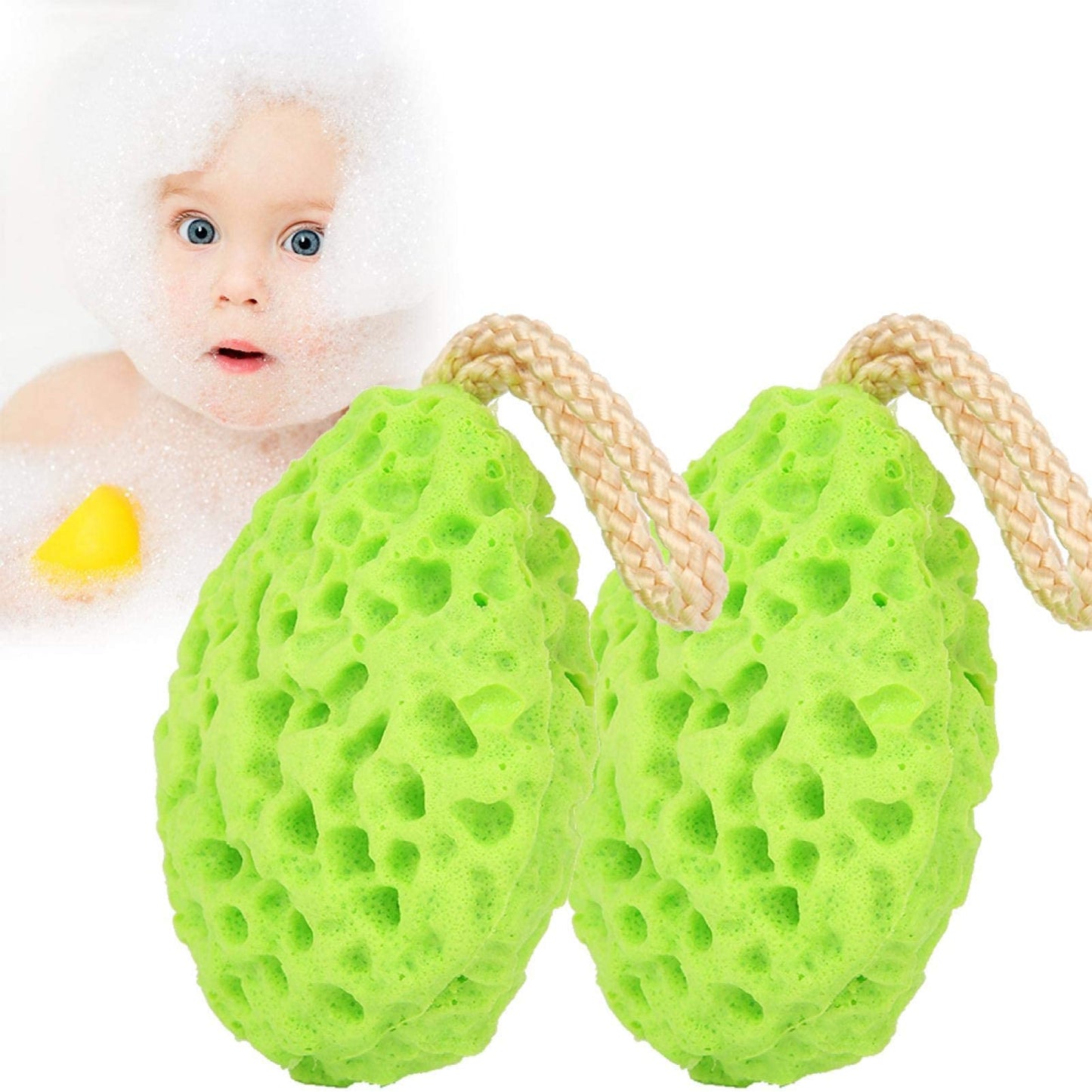 2-Piece Ultra Soft Premium Baby Bath Sponges, Sea Foam Scrubber for Newborn, Infant, Toddler, Green Beauty and Personal Care SALUTUYA