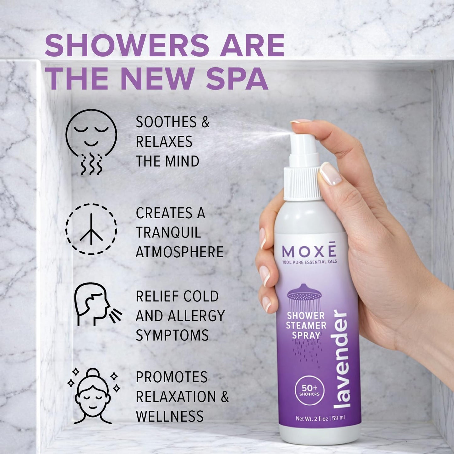 MOX? Shower Steamer Spray Lavender Essential Oil Shower Spray - Relaxing Aromatherapy Mist for Home Spa Experience - Pure Plant Based Fragrance Beauty and Personal Care MOXE