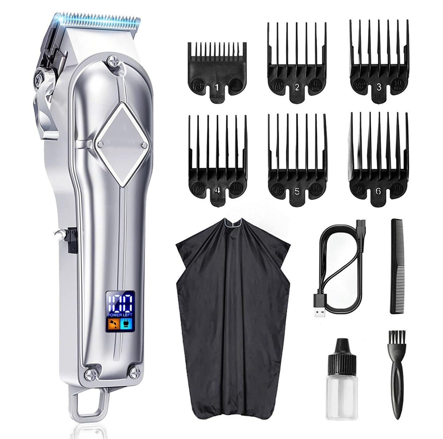 GLESVOWIO Pro Hair Clipper Electric Clippers for Men Professional Cordless Barber Rechargeable Beard Trimmer LED Display Metal Case Beauty and Personal Care GLESVOWIO
