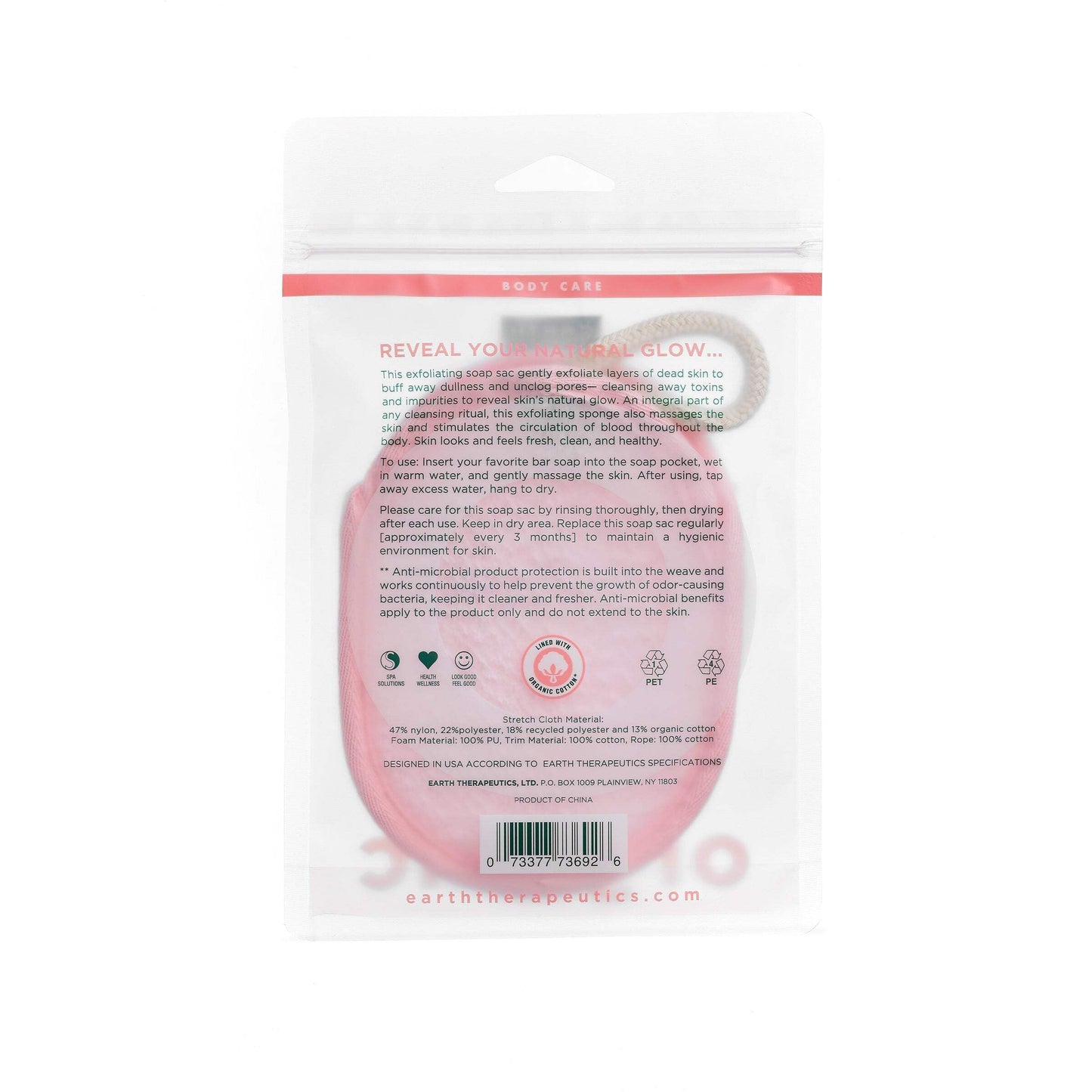 Earth Therapeutics Organic Cotton Exfoliating Hydro Soap Sac Beauty & Personal Care Earth Therapeutics