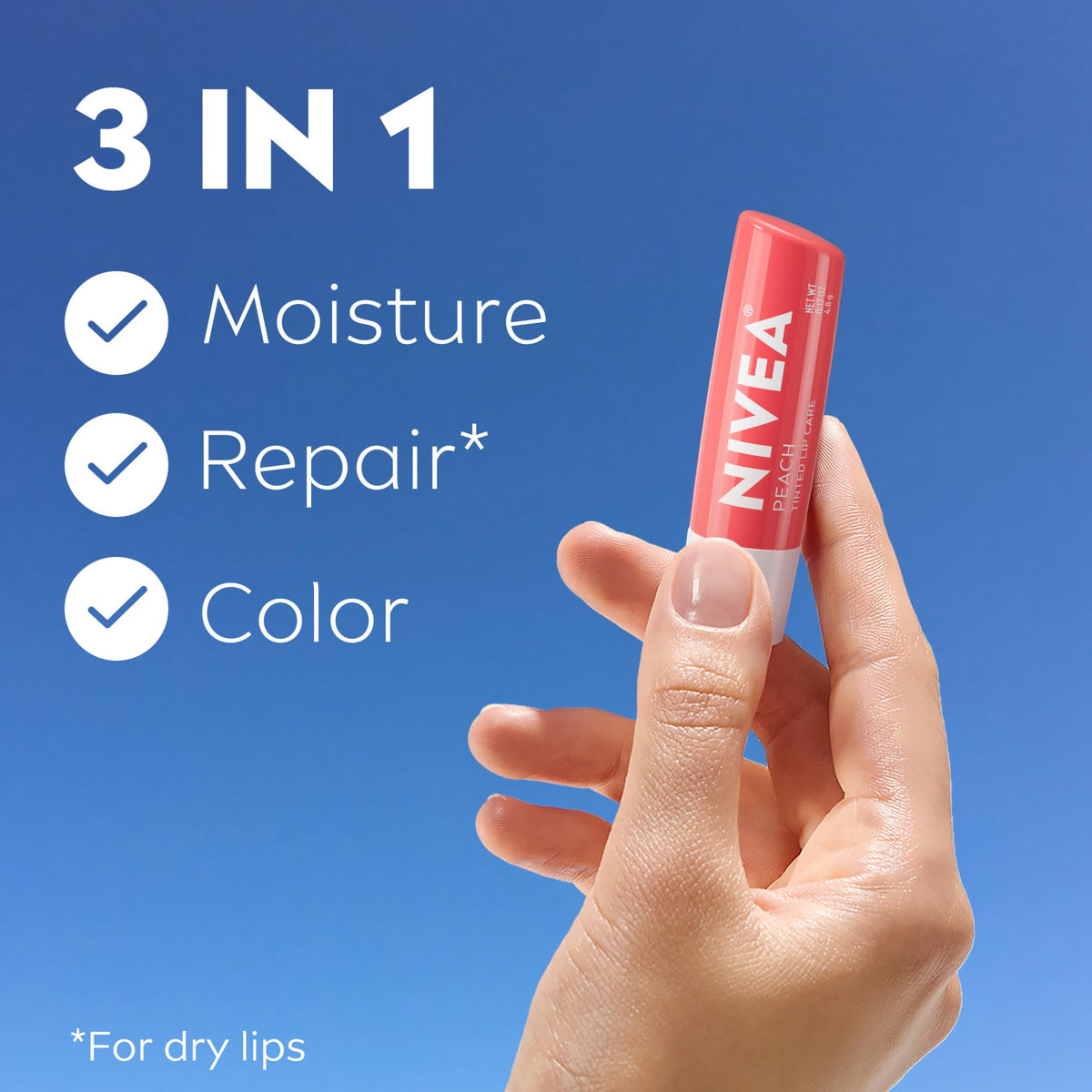 NIVEA Peach Lip Care, Tinted Lip Balm Pack with Shea Butter, Nourishing Oils and Vitamin C & E, 3-in-1 Moisture, Repair and Color, 0.17 Oz Stick, Pack Beauty & Personal Care NIVEA