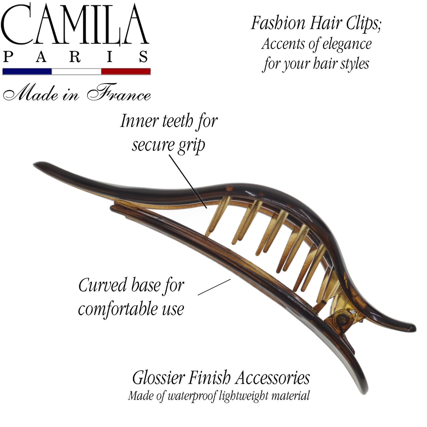 Camila Paris CP2372 French Hair Clips, Large Side Slide Hair Clips for Long Curly Wavy Hair, Strong Hold No Slip Grip, Girls Hair Claw Clips Beauty & Personal Care Camila
