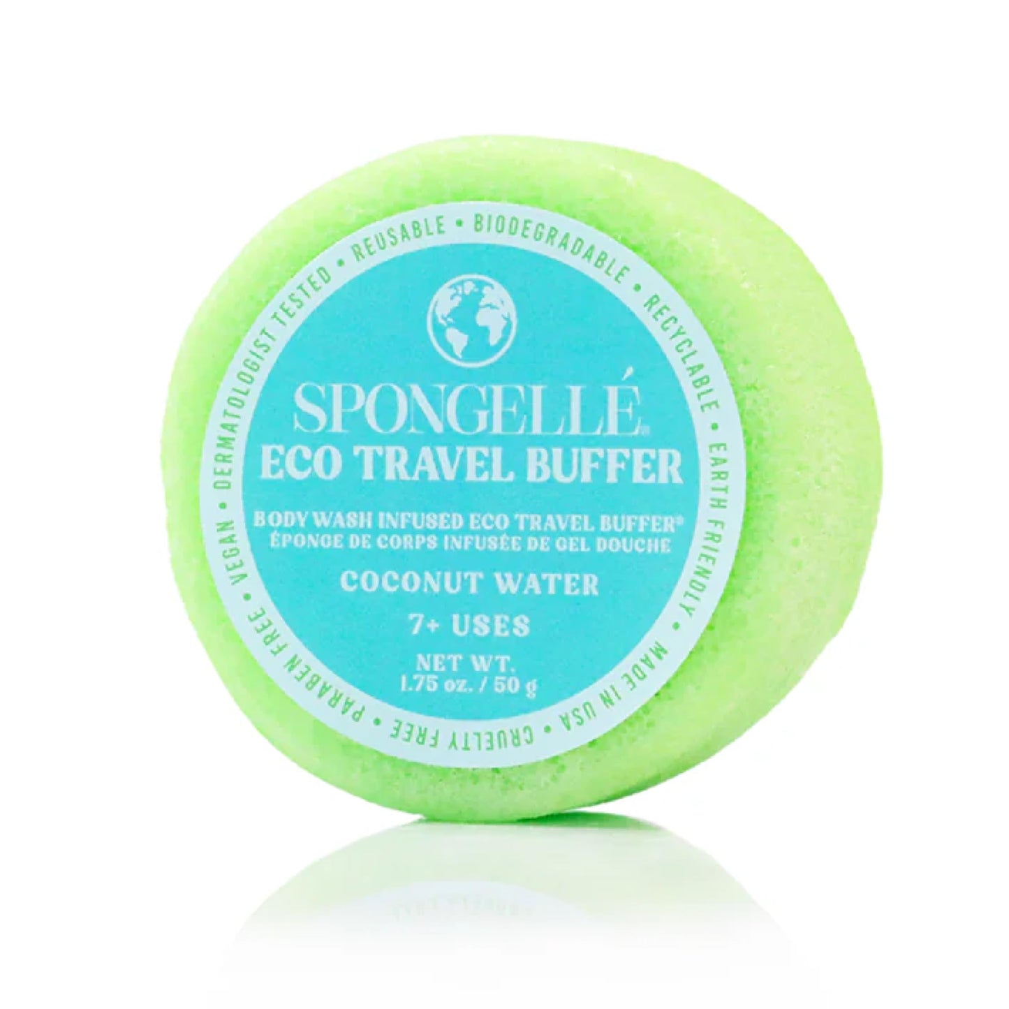 Spongelle Coconut Water Eco Collection Travel Body Buffer Body Scrubber - Bath & Shower Loofah for Men & Women - Biodegradable, Cruelty-Free, Vegan Beauty and Personal Care SPONGELLÉ