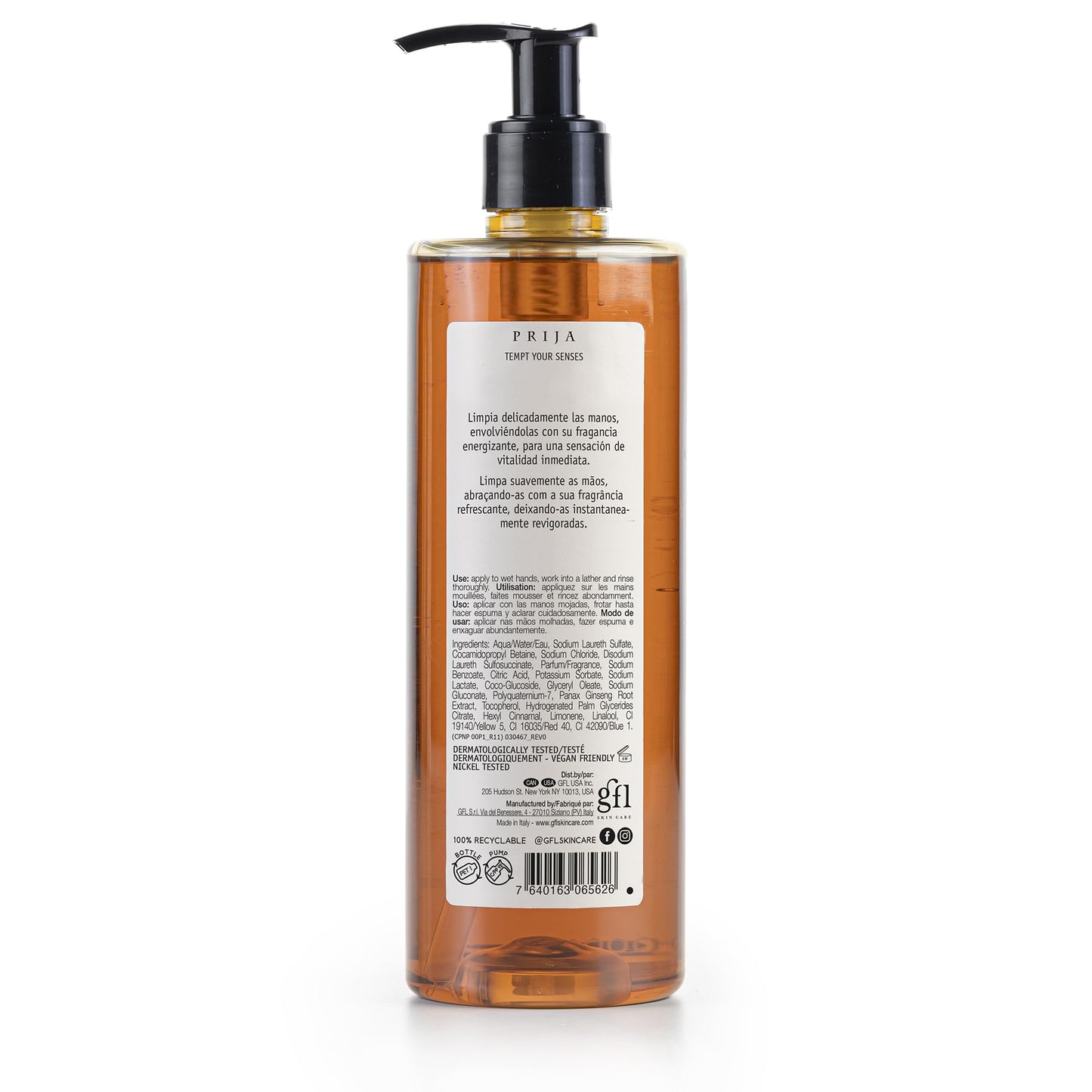 Prija Vitalising Hand Wash with Ginseng Extract Gently Cleanses Hands, Moisturizing Liquid Hand Soap, Vegan Friendly with Energizing Fragrance 3 x Beauty & Personal Care Prija